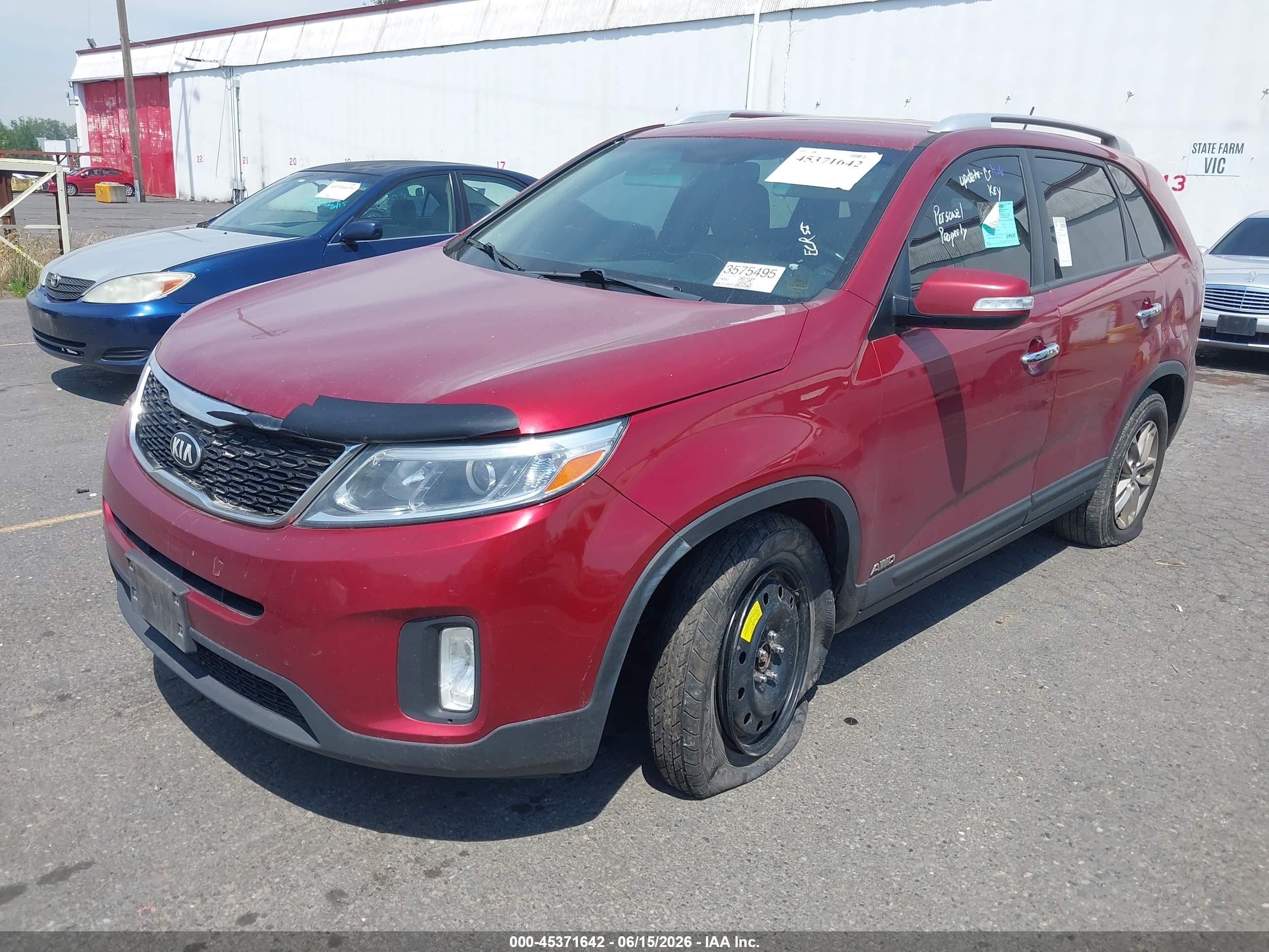 2015 Kia Sorento Lx Red vin: 5XYKTCA68FG585286