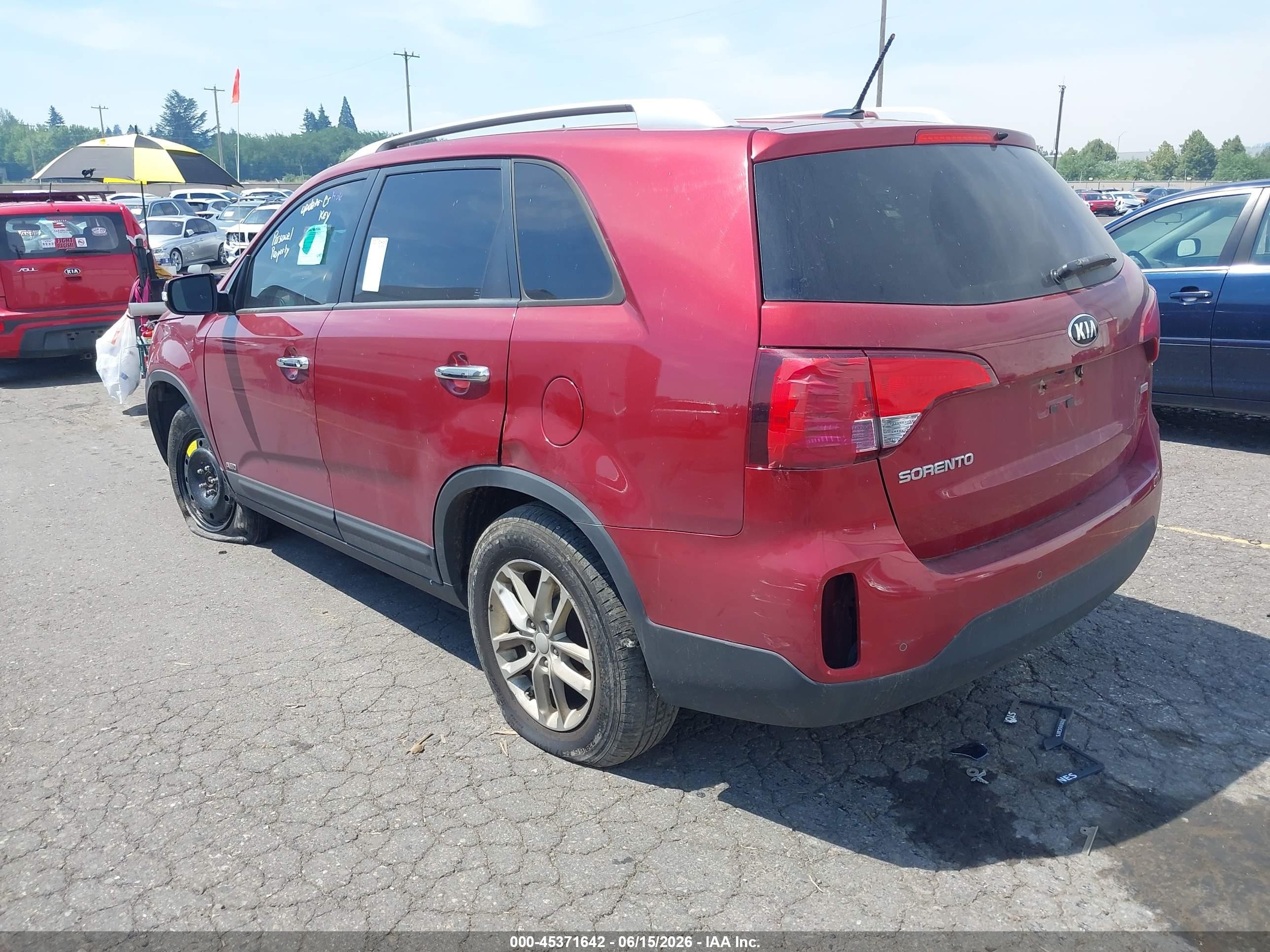 2015 Kia Sorento Lx Red vin: 5XYKTCA68FG585286