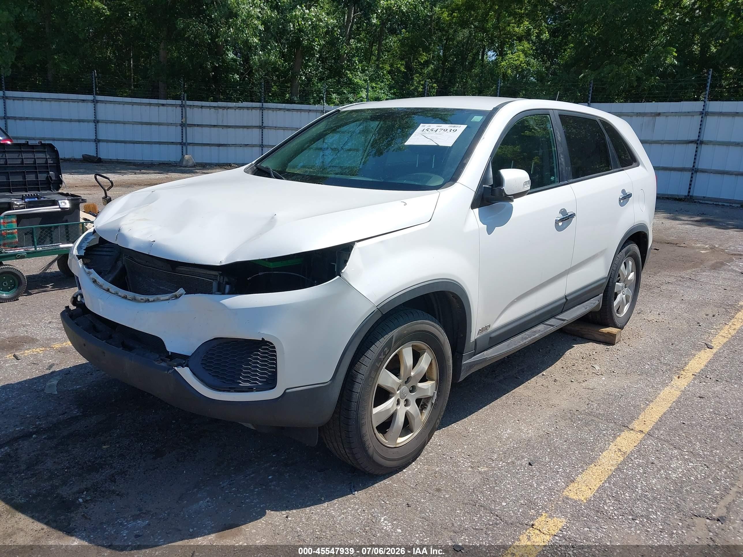 2013 Kia Sorento Lx White vin: 5XYKTCA69DG322513