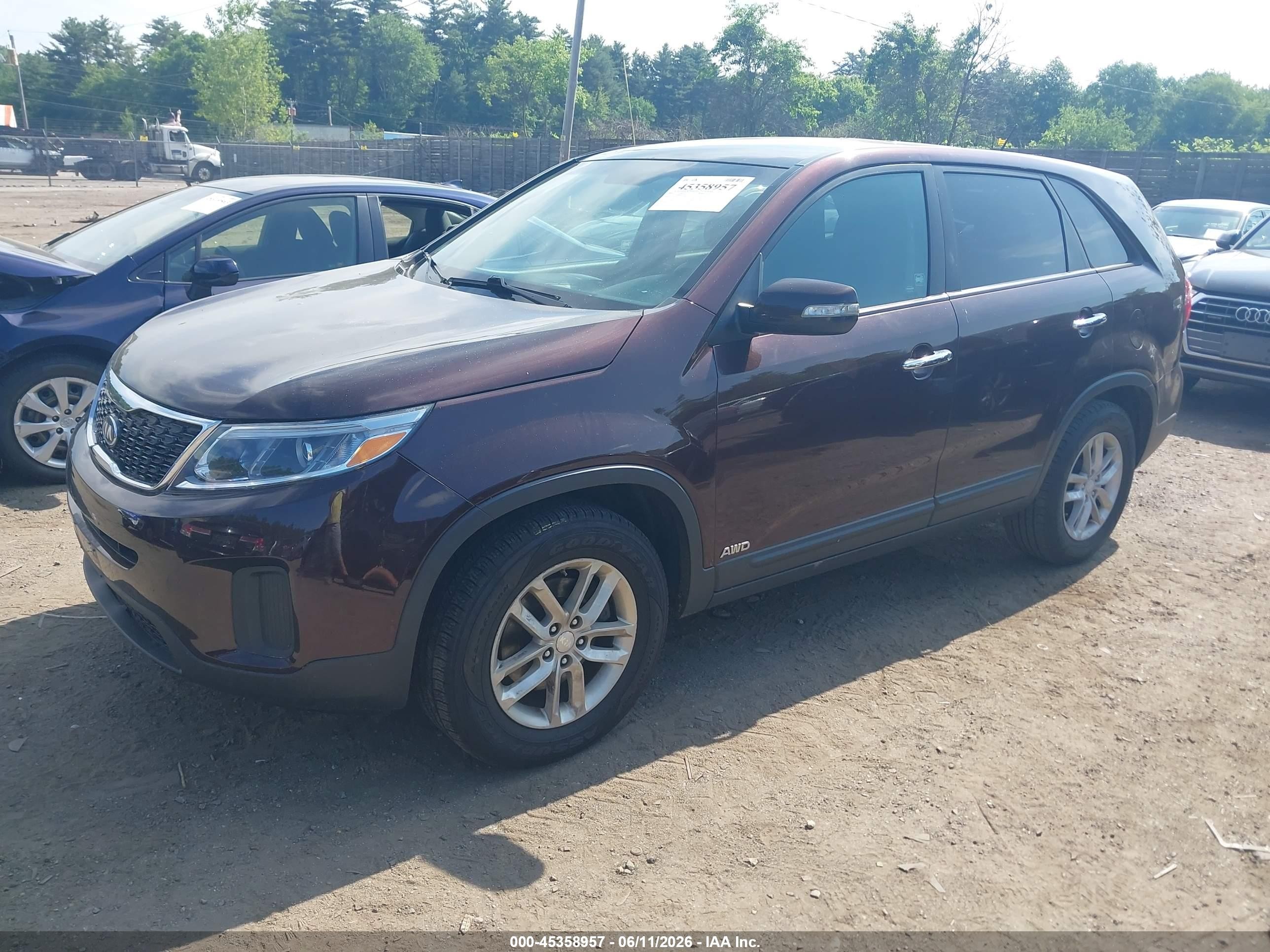 2014 Kia Sorento Lx Бордовый vin: 5XYKTCA69EG429434