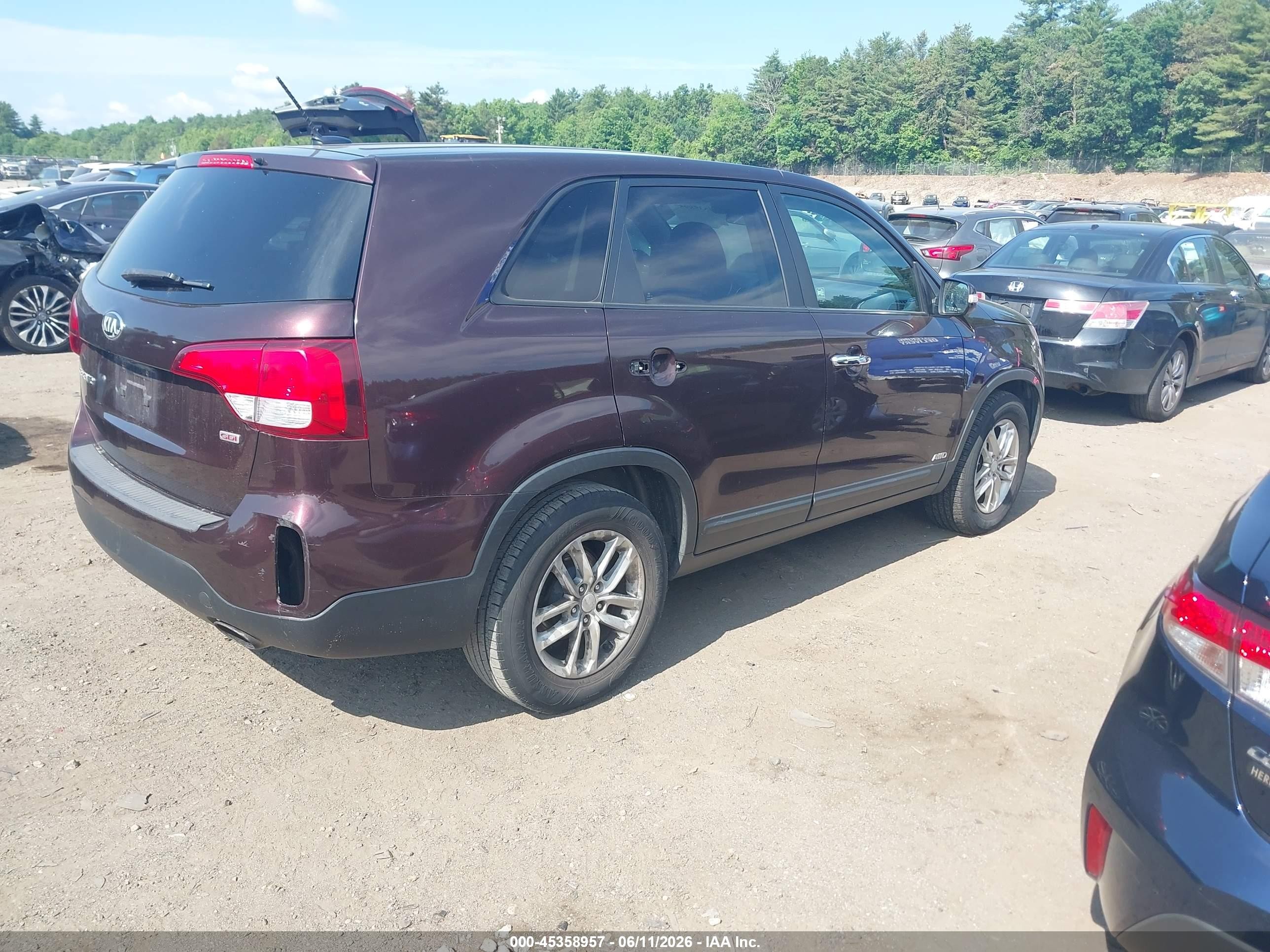 2014 Kia Sorento Lx Бордовый vin: 5XYKTCA69EG429434