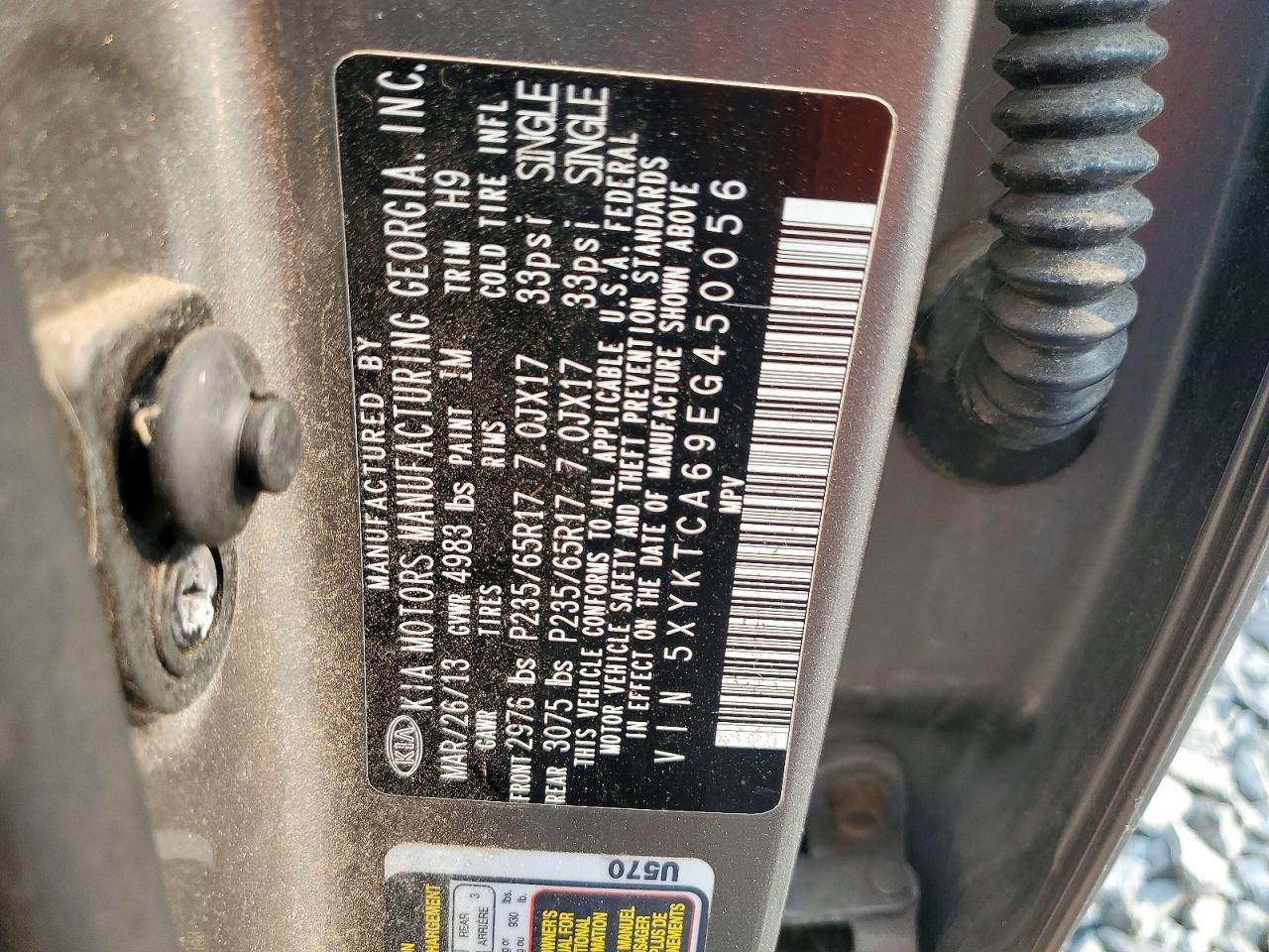 2014 Kia Sorento Lx Gray vin: 5XYKTCA69EG450056