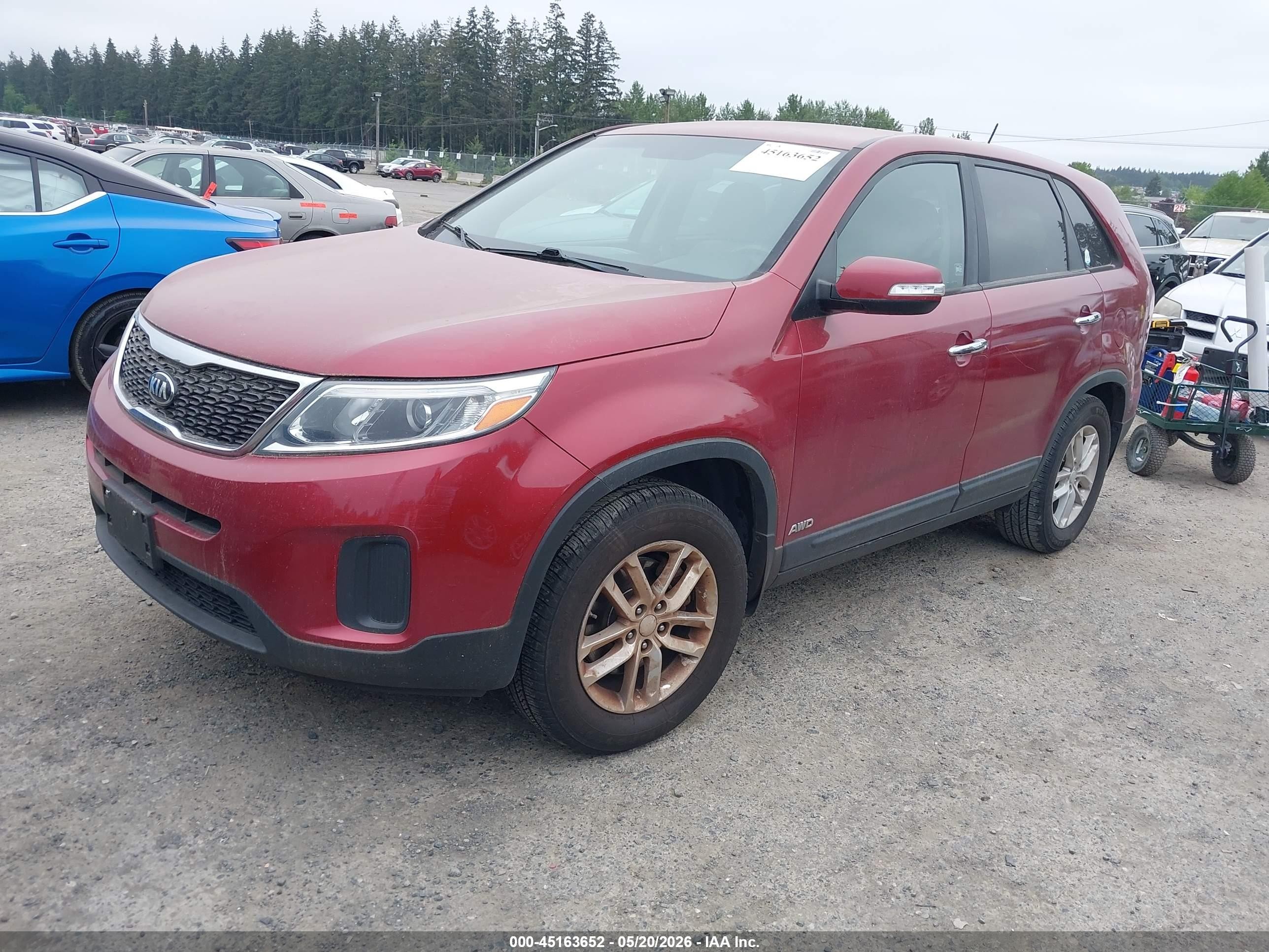 2014 Kia Sorento Lx Red vin: 5XYKTCA69EG486281
