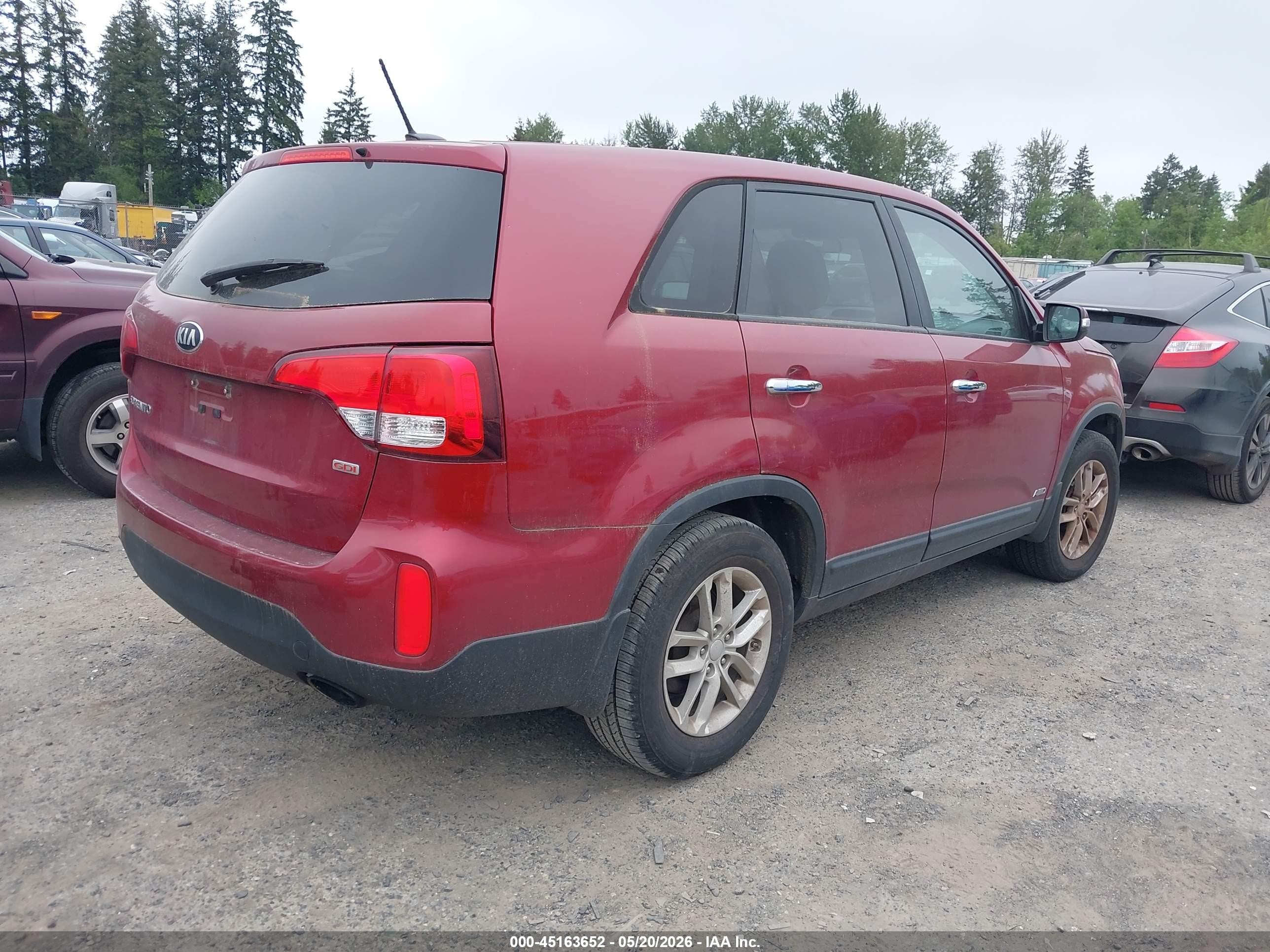 2014 Kia Sorento Lx Red vin: 5XYKTCA69EG486281