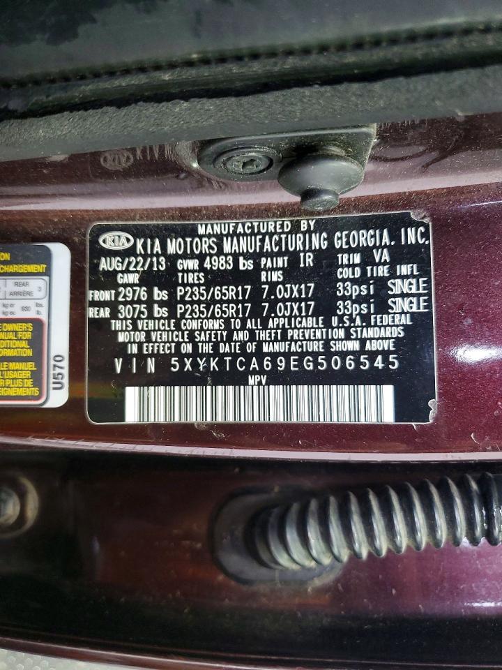 2014 Kia Sorento Lx Maroon vin: 5XYKTCA69EG506545