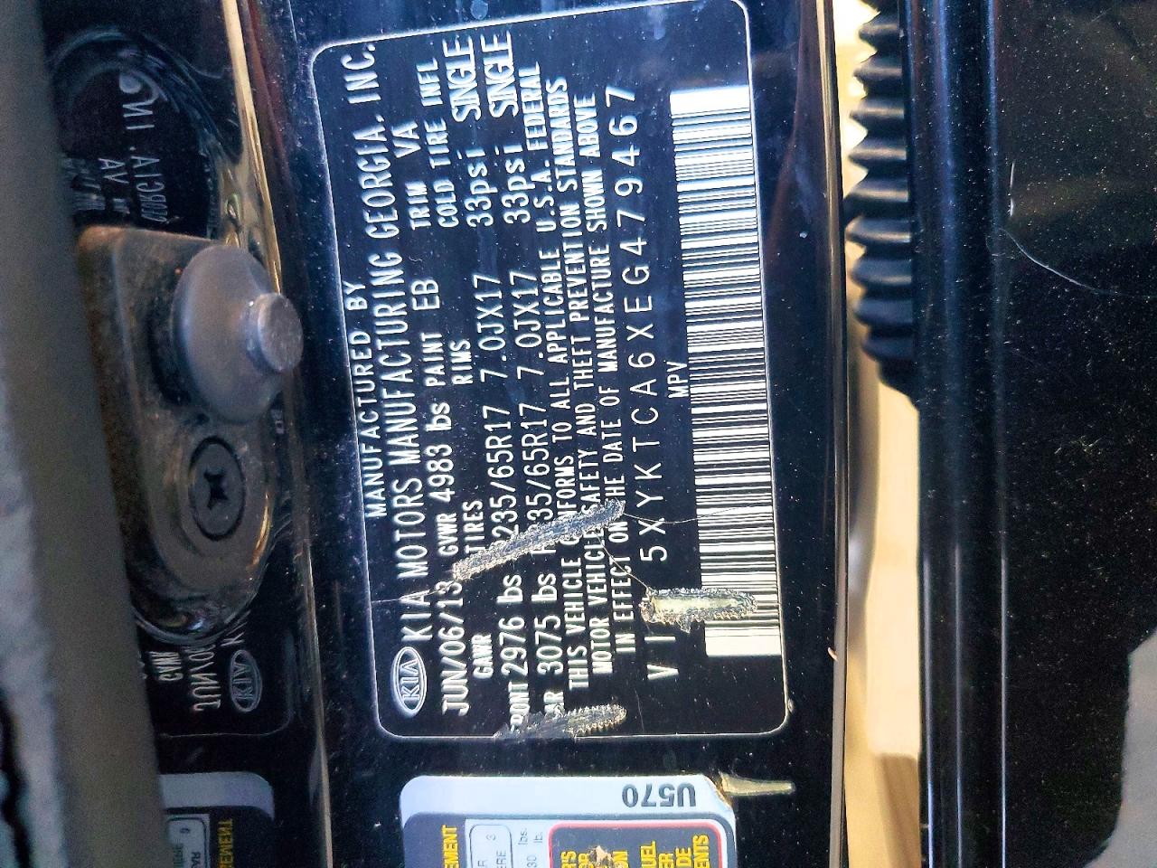 2014 Kia Sorento Lx Черный vin: 5XYKTCA6XEG479467