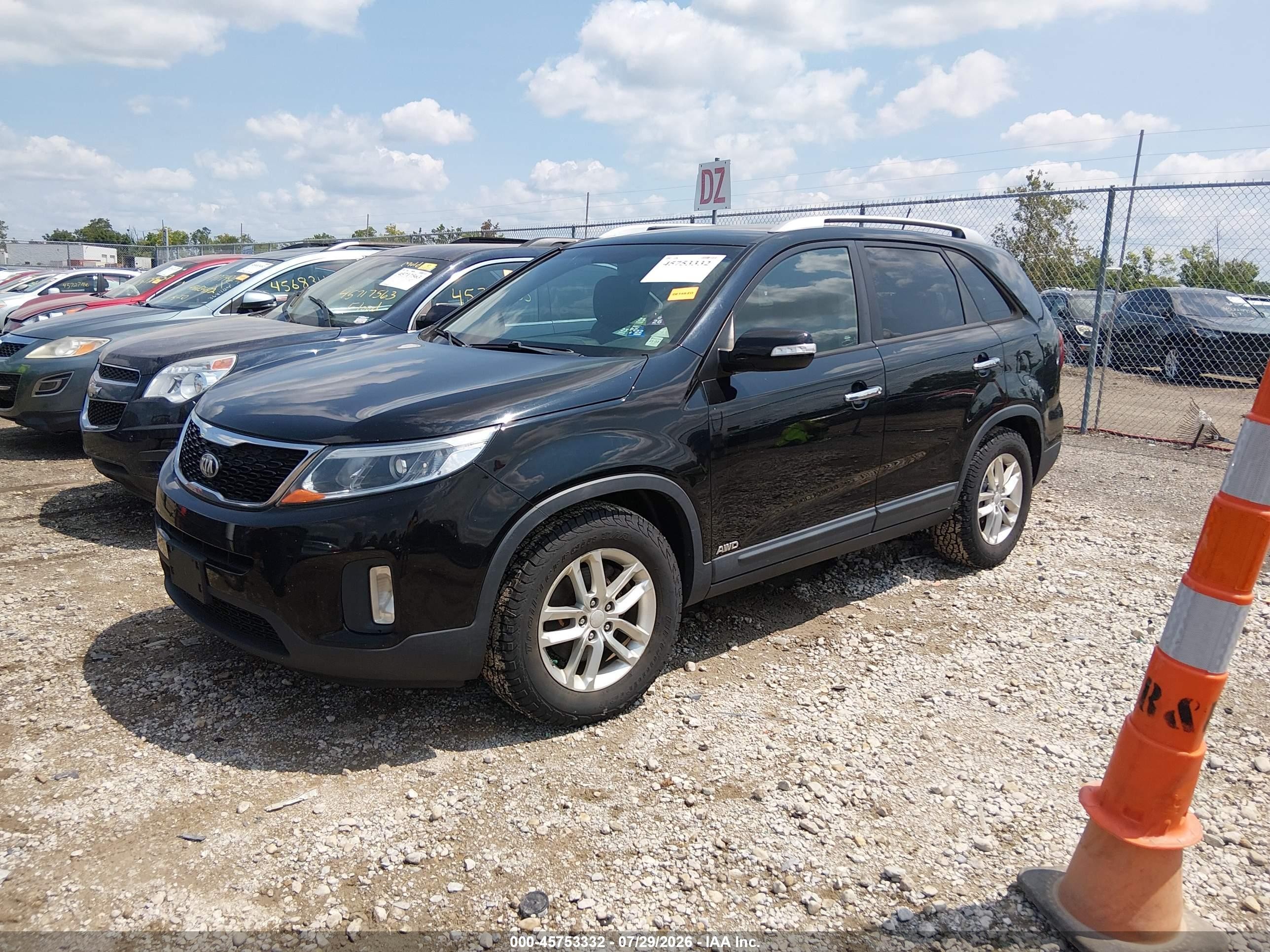 2014 Kia Sorento Lx Black vin: 5XYKTCA6XEG506392