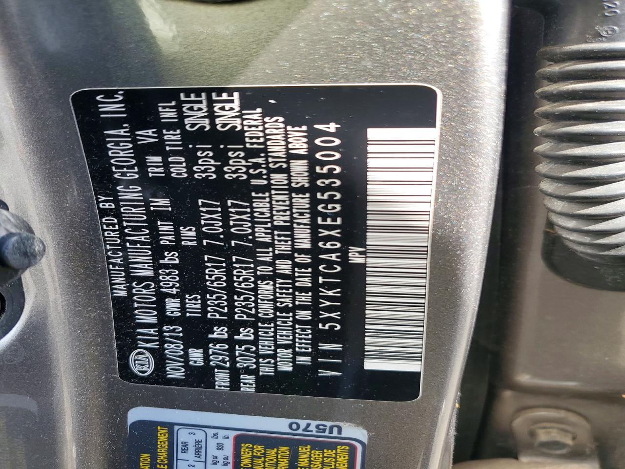 2014 Kia Sorento Lx Gray vin: 5XYKTCA6XEG535004
