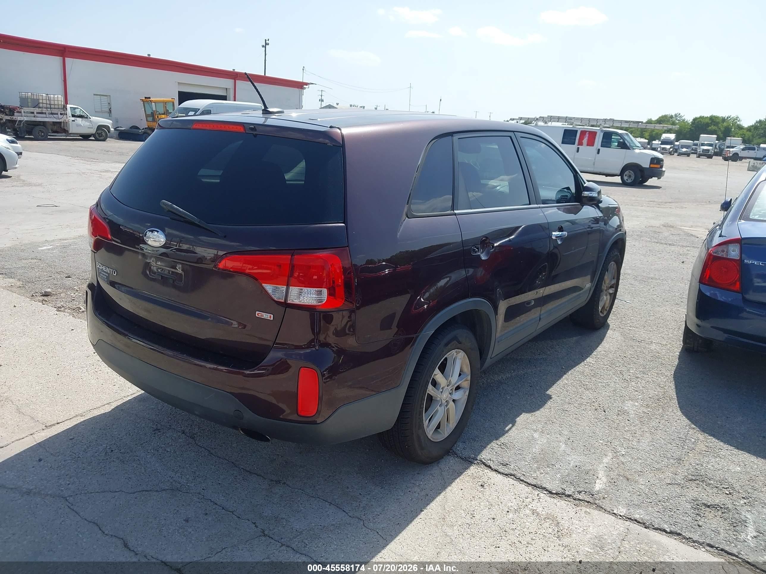 2014 Kia Sorento Lx Burgundy vin: 5XYKTCA6XEG547914
