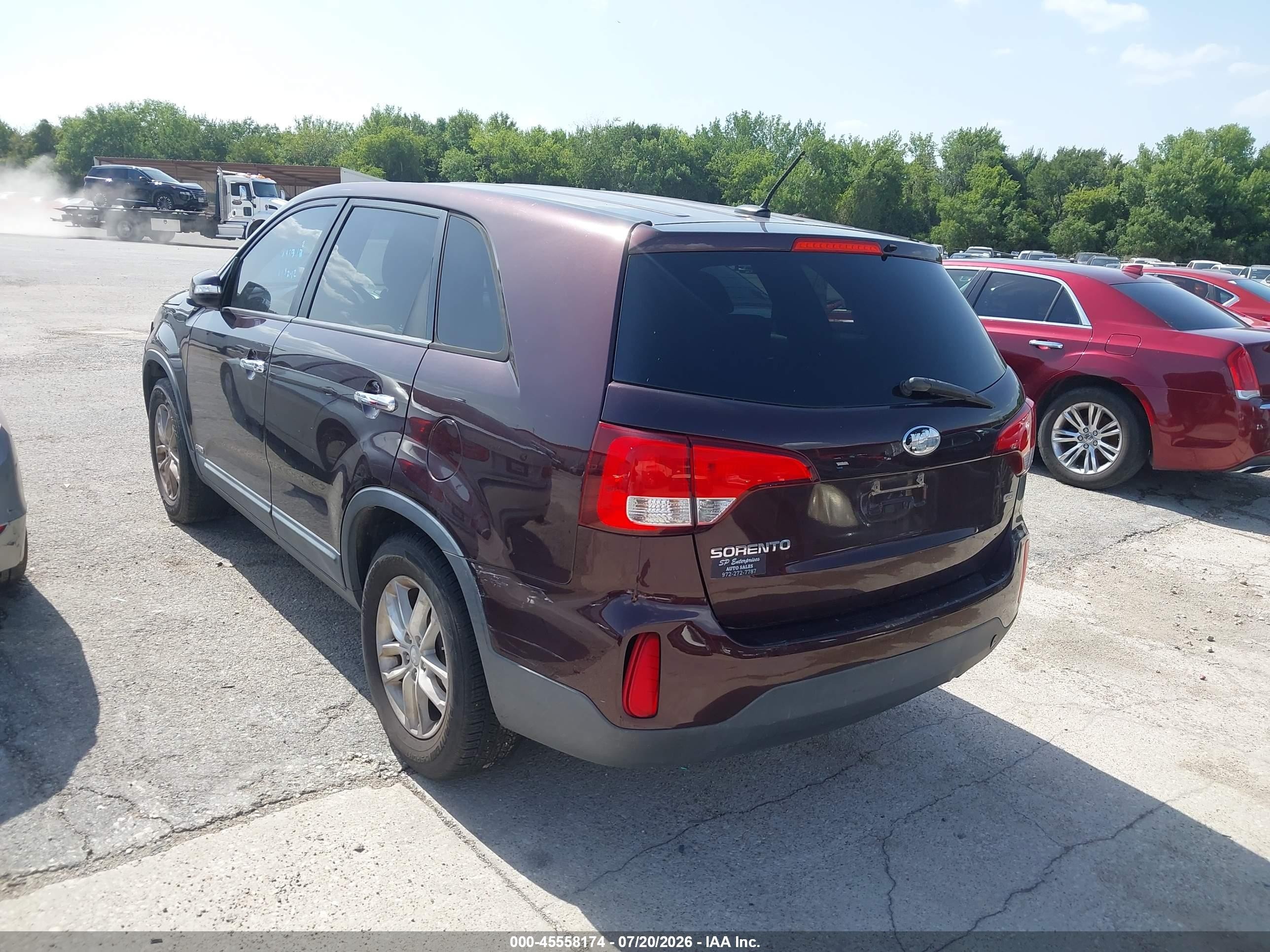 2014 Kia Sorento Lx Burgundy vin: 5XYKTCA6XEG547914
