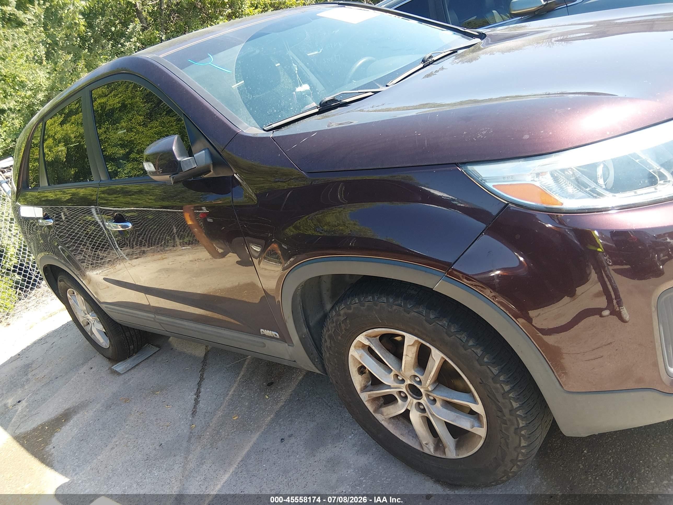 2014 Kia Sorento Lx Burgundy vin: 5XYKTCA6XEG547914