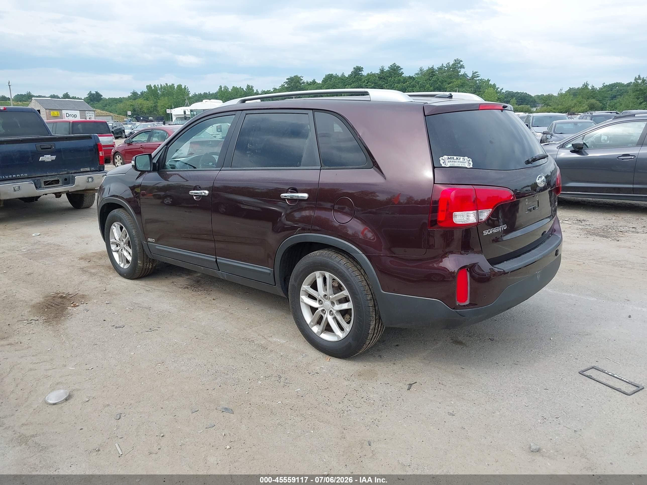 2015 Kia Sorento Lx Maroon vin: 5XYKTCA6XFG604629