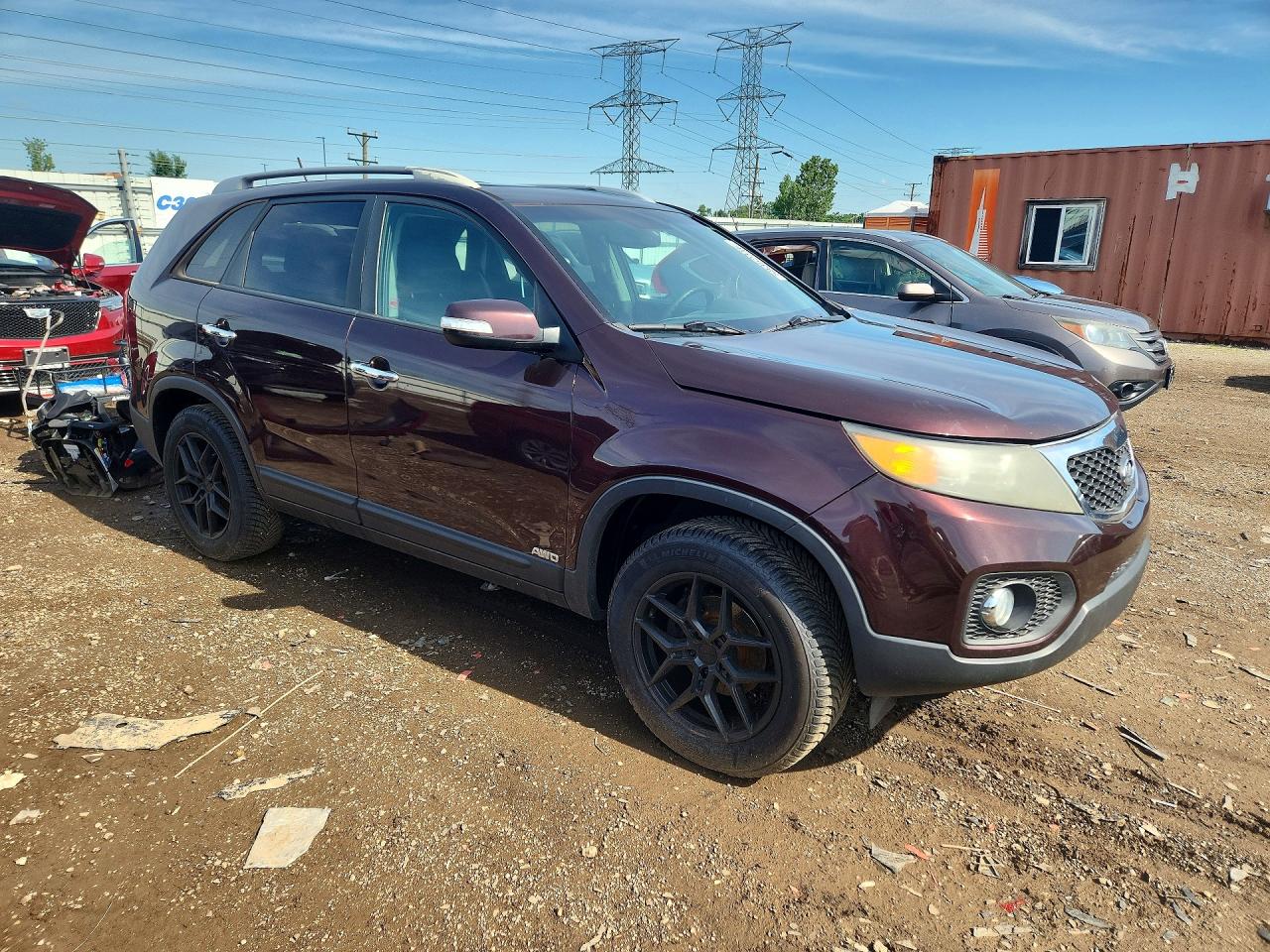 2011 Kia Sorento Lx Burgundy vin: 5XYKTDA15BG110537
