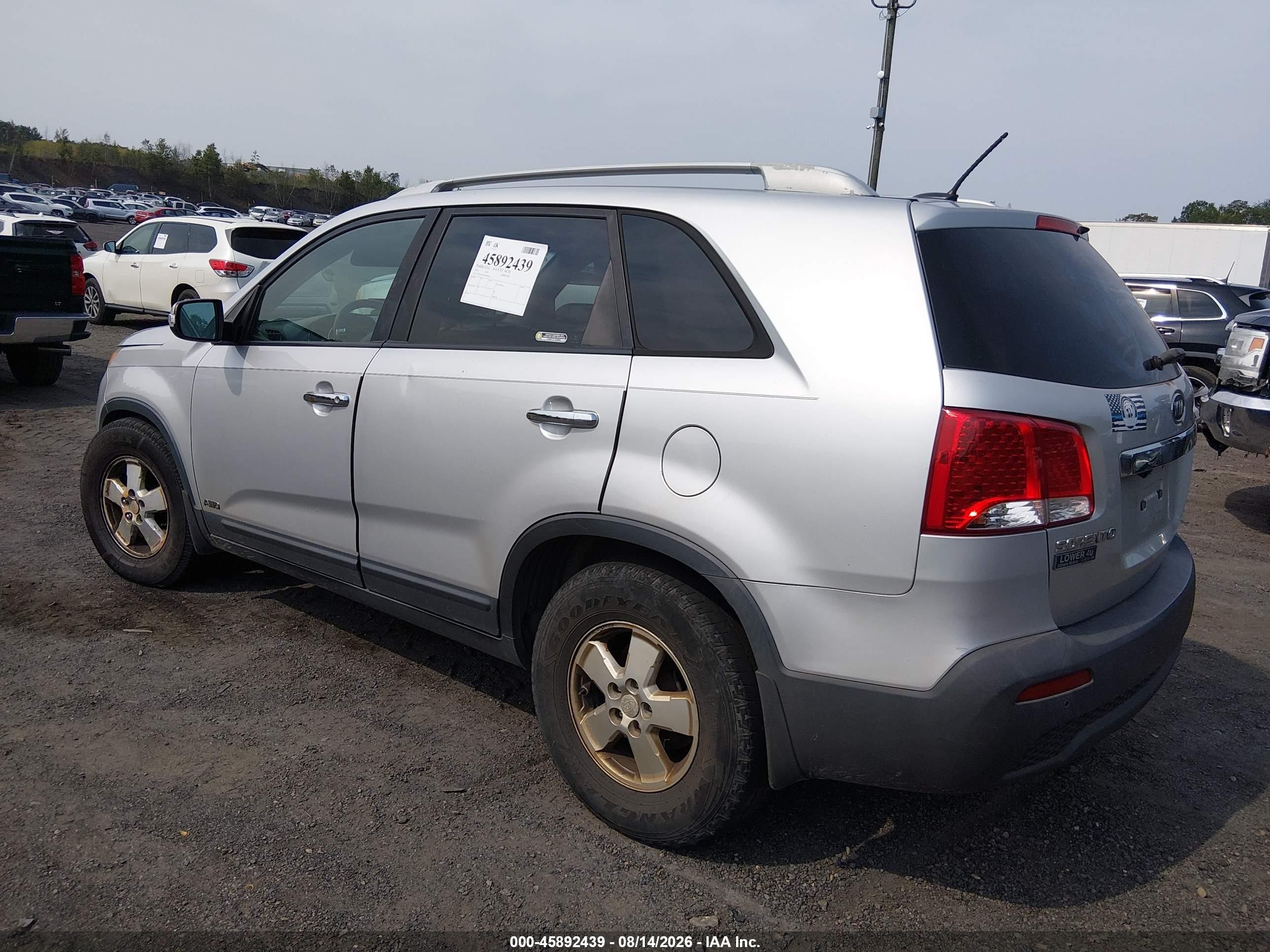 2011 Kia Sorento Lx V6 Gray vin: 5XYKTDA20BG078654