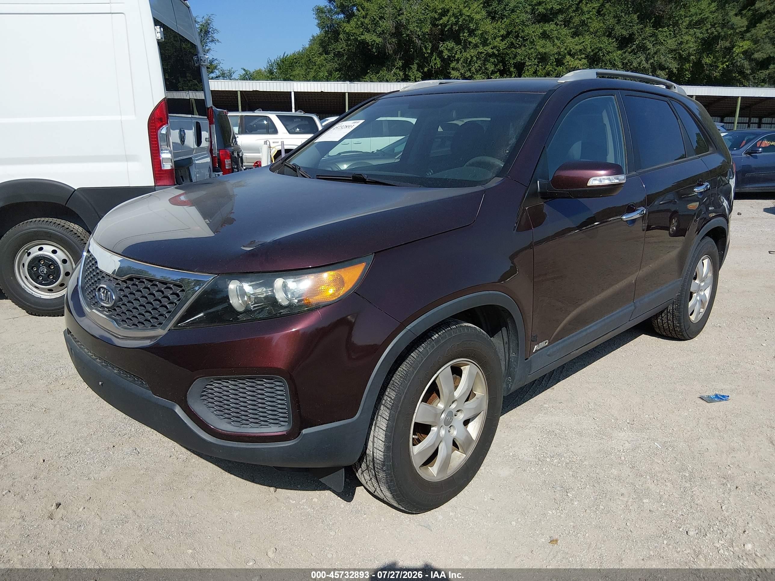 2013 Kia Sorento Lx V6 Maroon vin: 5XYKTDA20DG344581