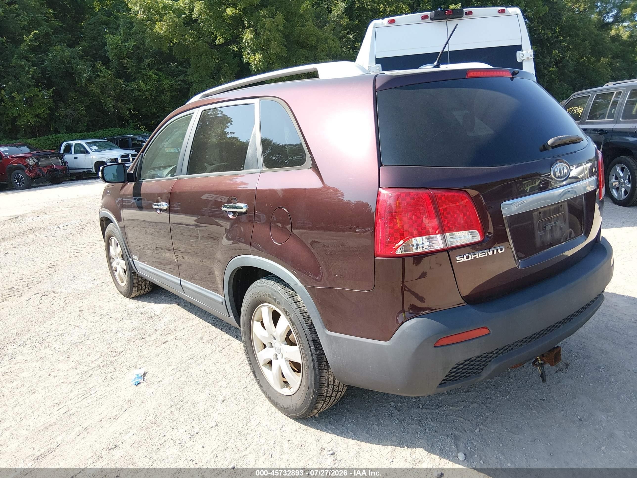 2013 Kia Sorento Lx V6 Maroon vin: 5XYKTDA20DG344581