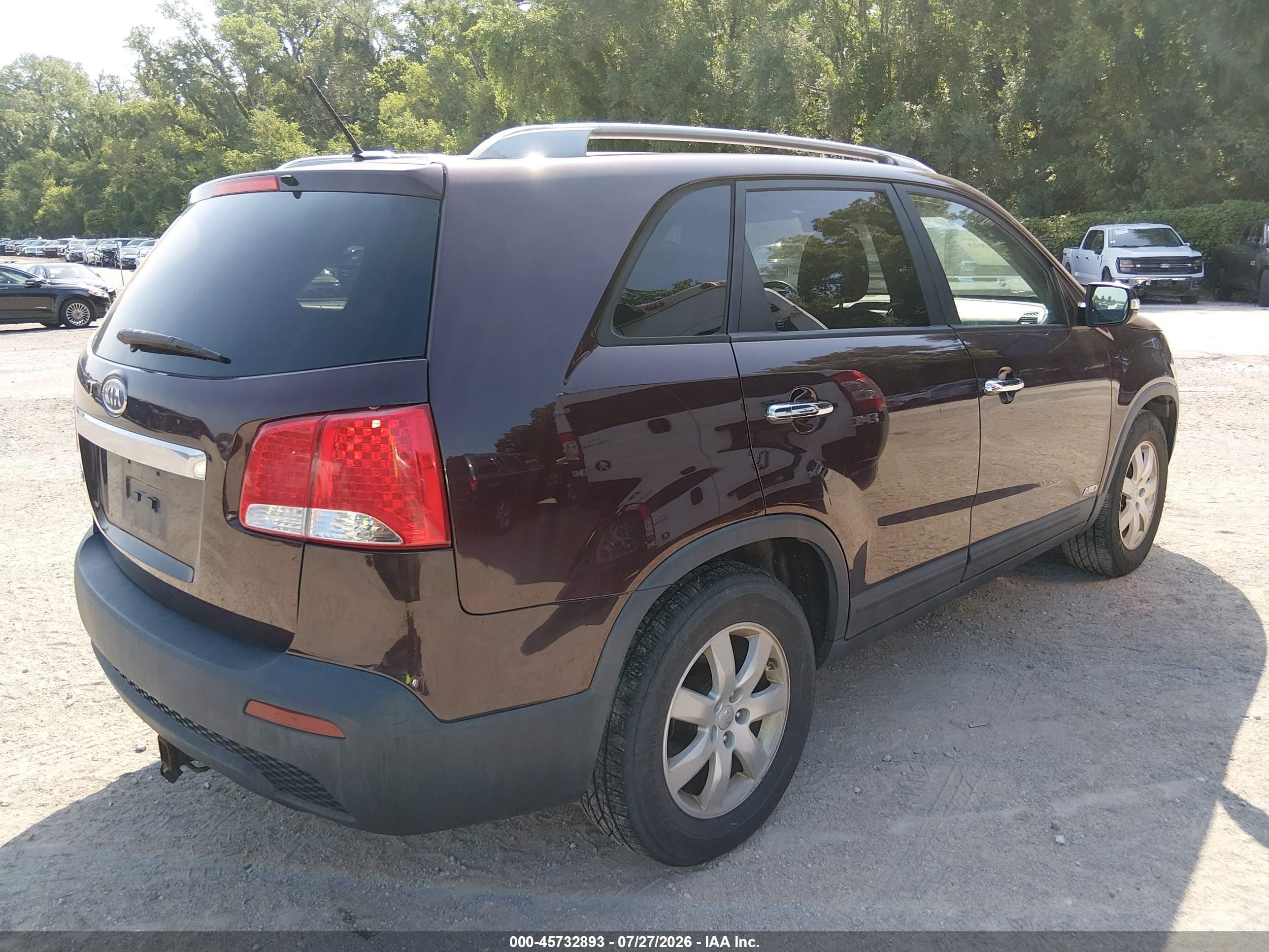 2013 Kia Sorento Lx V6 Maroon vin: 5XYKTDA20DG344581