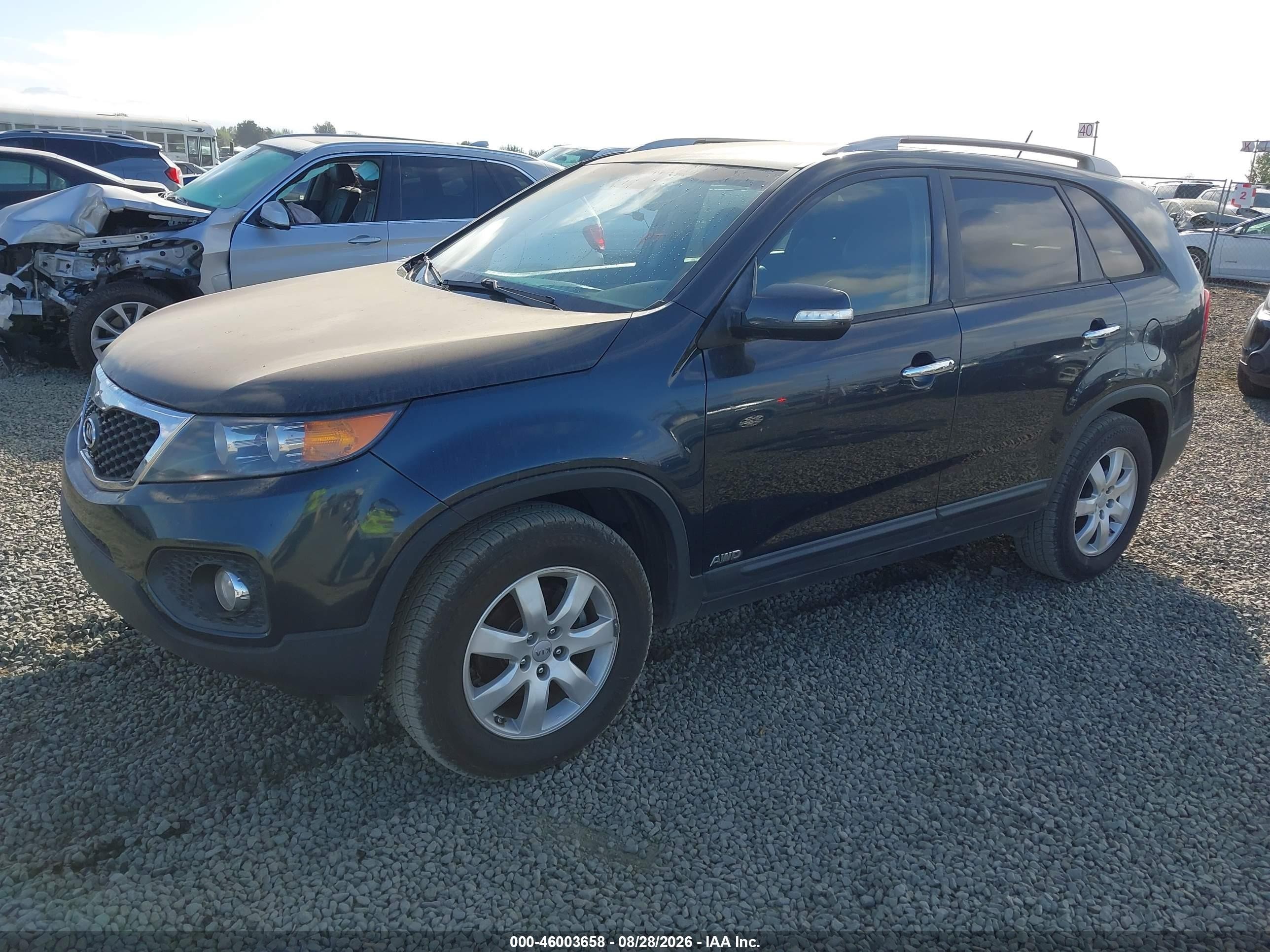 2013 Kia Sorento Lx V6 Black vin: 5XYKTDA20DG397801