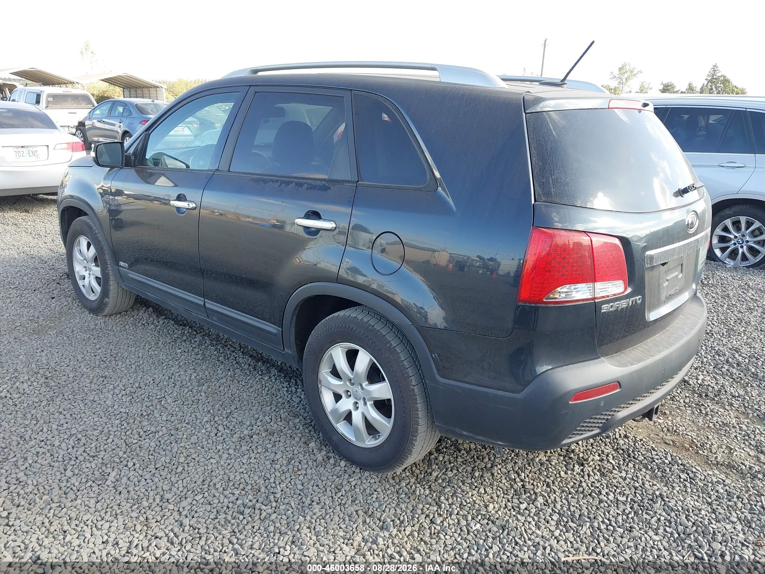 2013 Kia Sorento Lx V6 Black vin: 5XYKTDA20DG397801