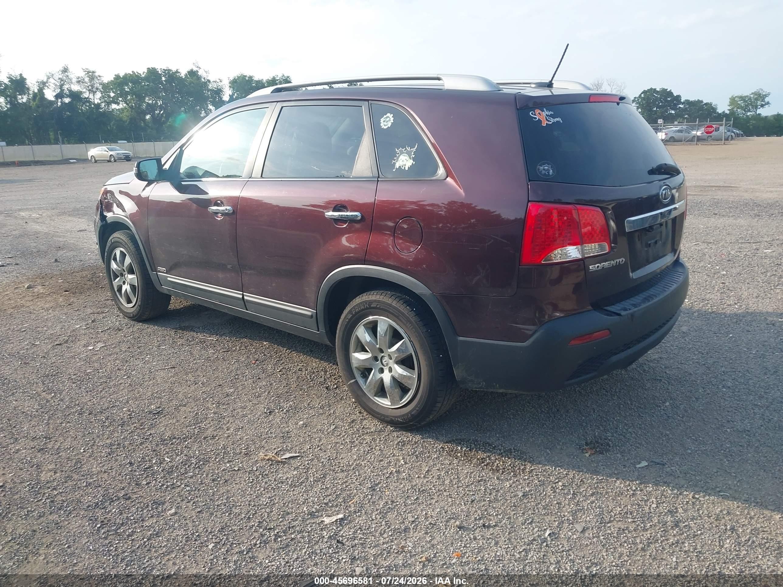 2012 Kia Sorento Lx V6 Purple vin: 5XYKTDA21CG274393
