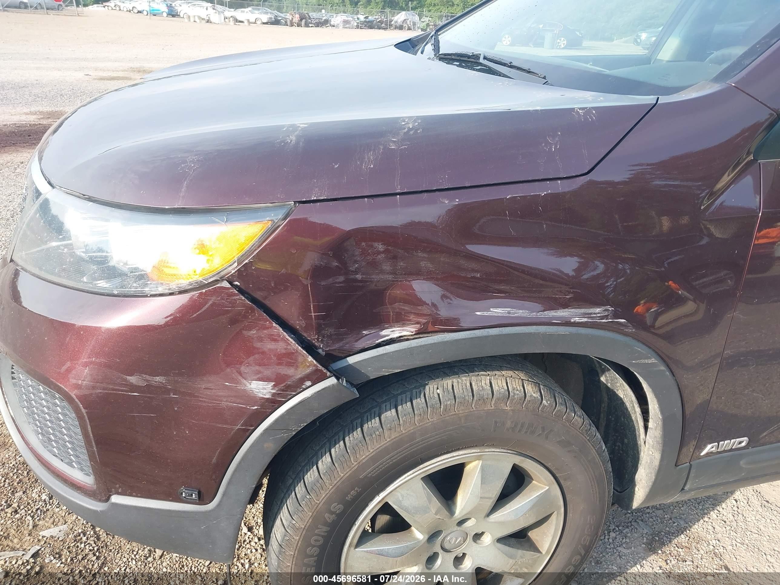 2012 Kia Sorento Lx V6 Purple vin: 5XYKTDA21CG274393