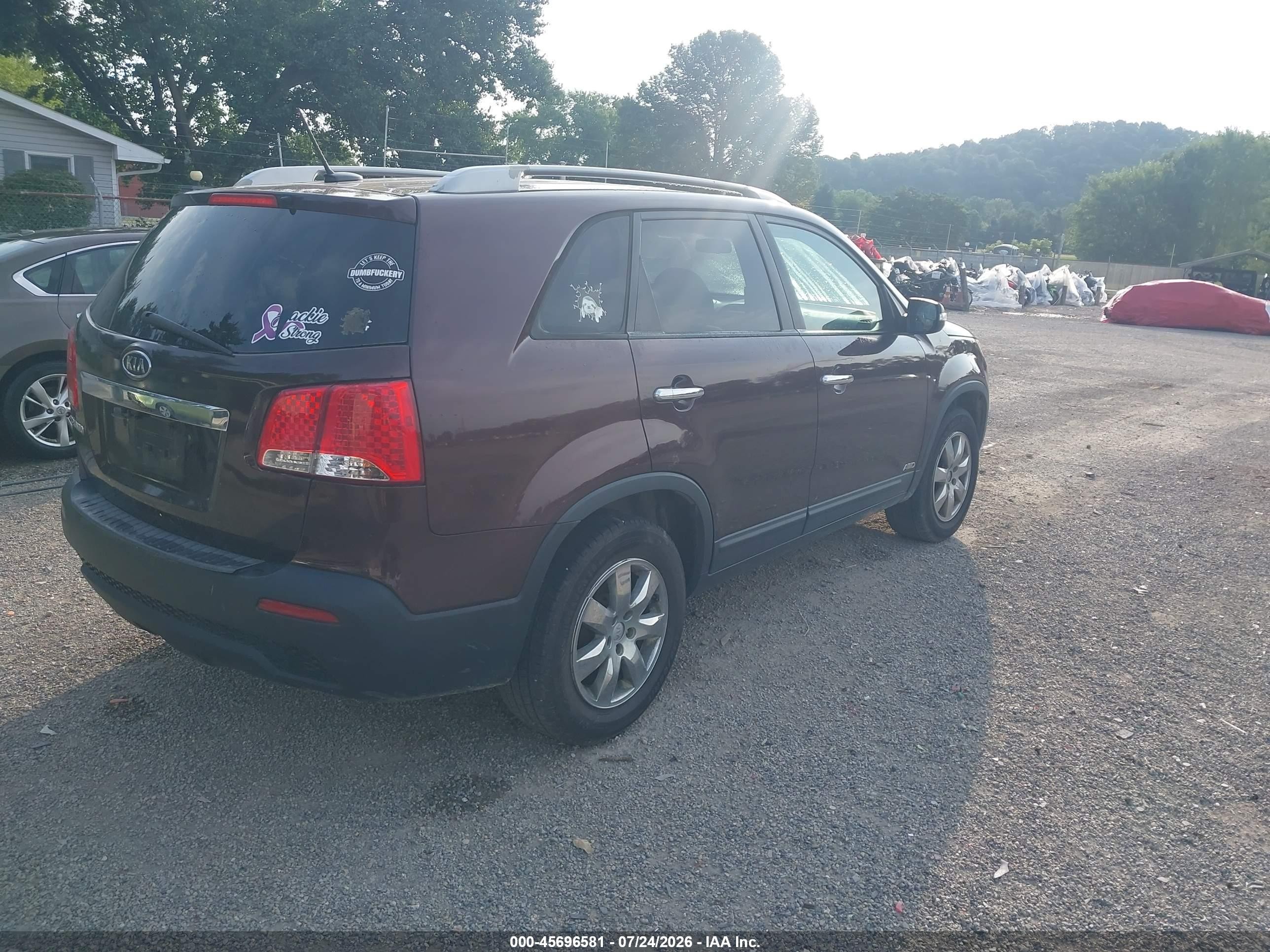 2012 Kia Sorento Lx V6 Purple vin: 5XYKTDA21CG274393