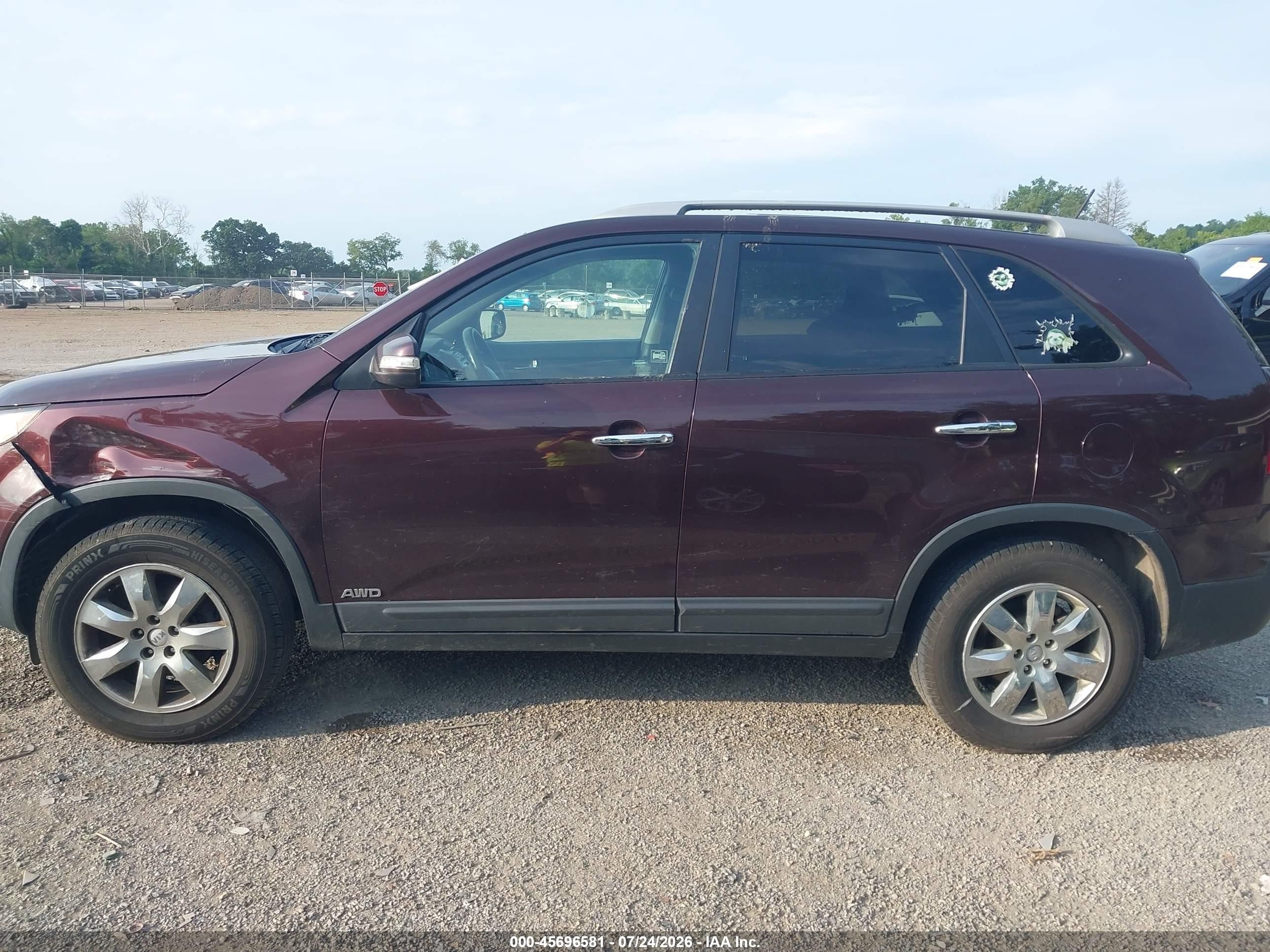 2012 Kia Sorento Lx V6 Purple vin: 5XYKTDA21CG274393
