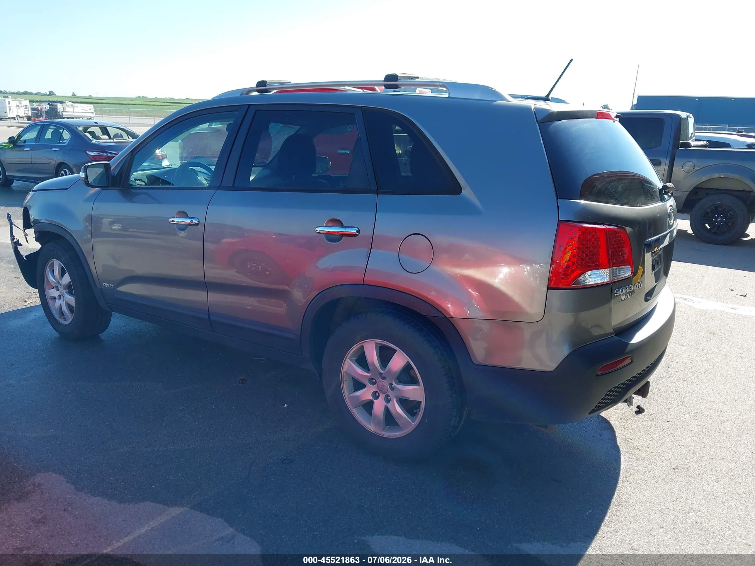 2013 Kia Sorento Lx V6 Gray vin: 5XYKTDA21DG319074