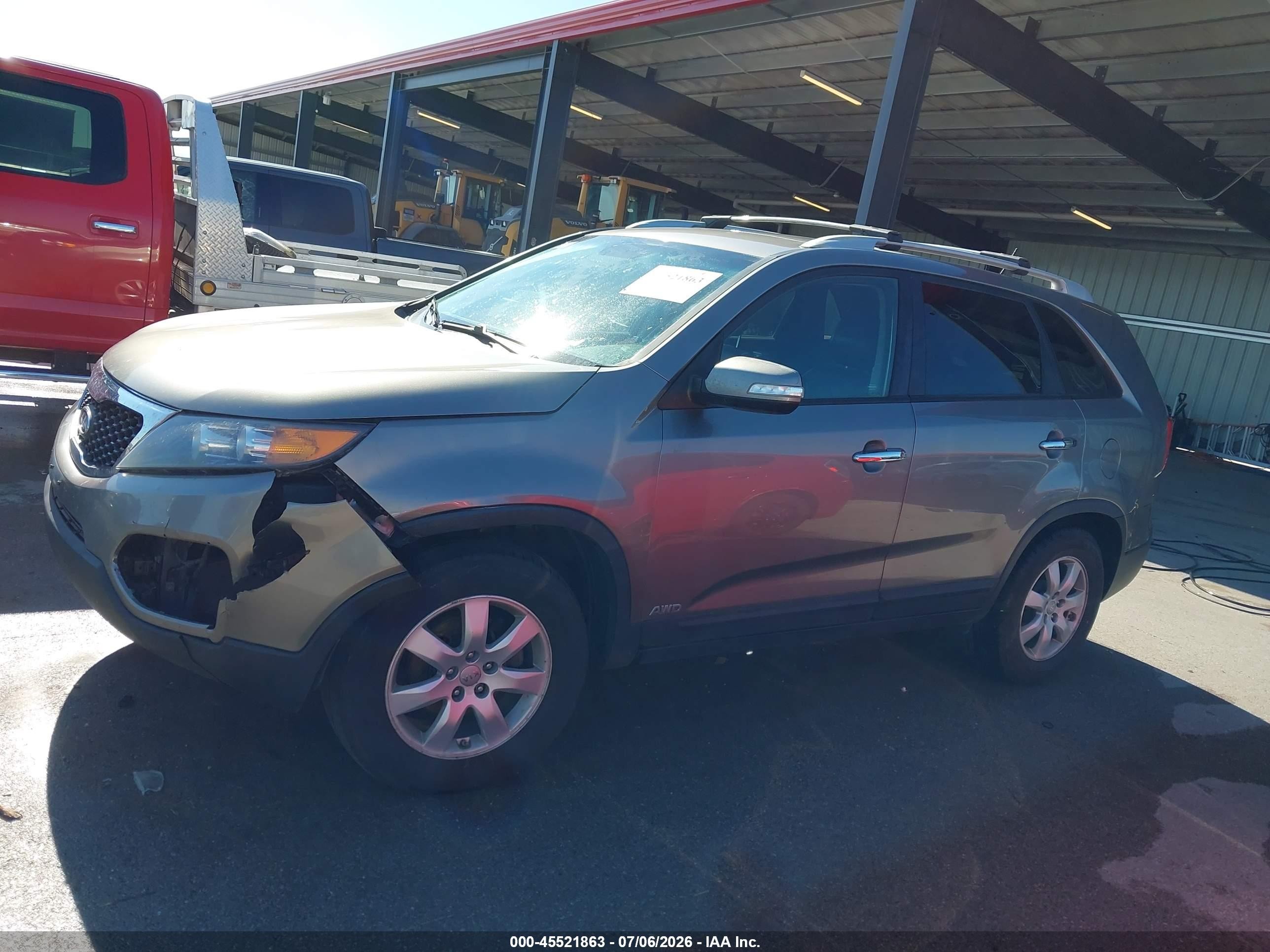 2013 Kia Sorento Lx V6 Gray vin: 5XYKTDA21DG319074