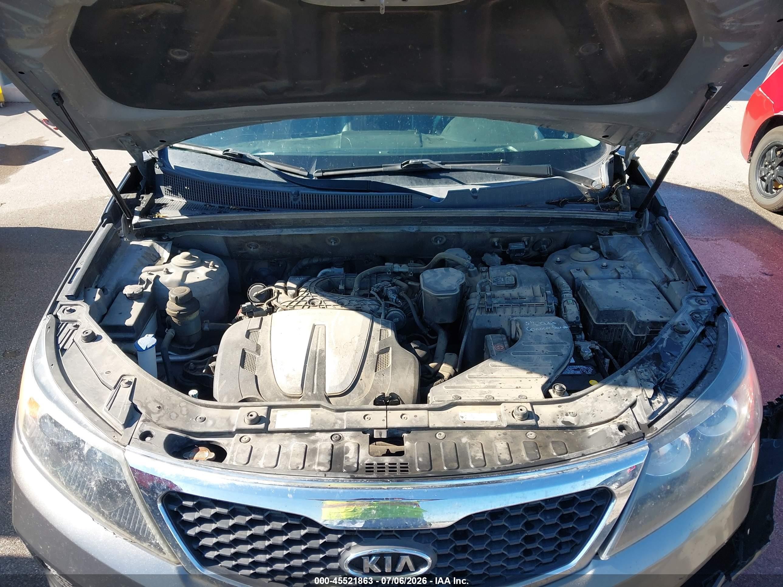 2013 Kia Sorento Lx V6 Gray vin: 5XYKTDA21DG319074