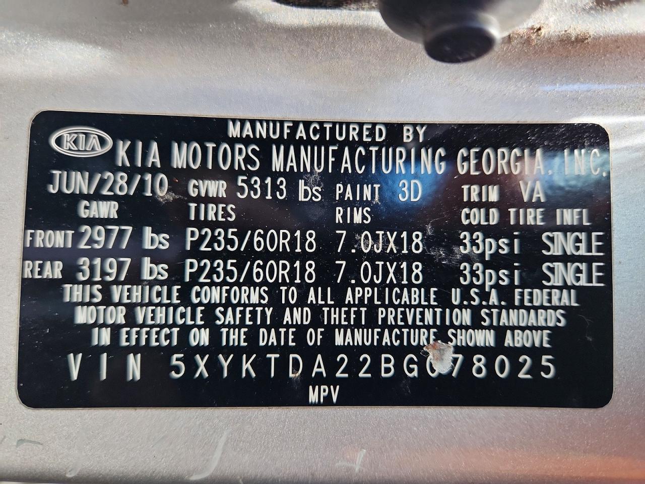 2011 Kia Sorento Lx Silver vin: 5XYKTDA22BG078025