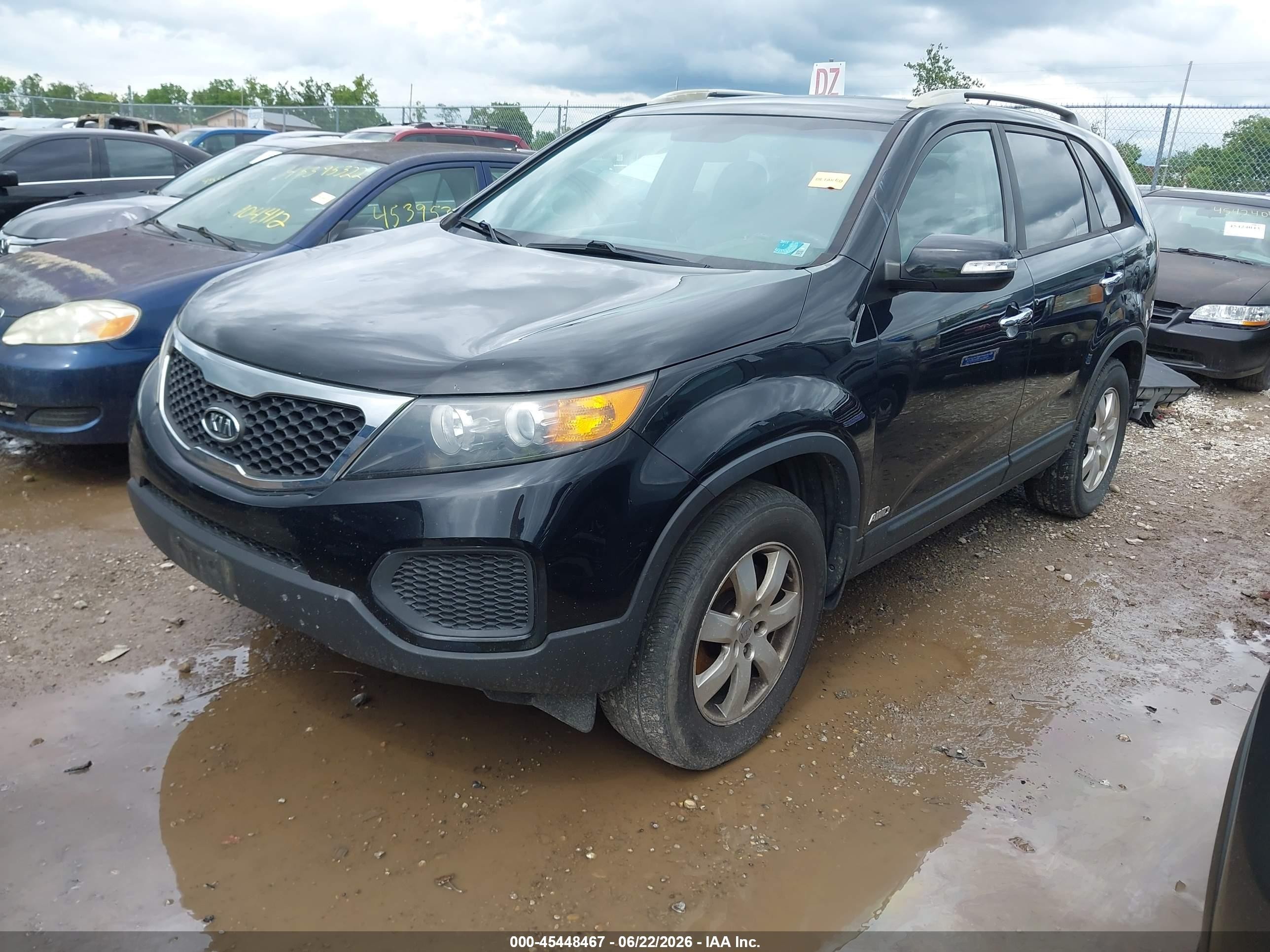 2013 Kia Sorento Lx V6 Black vin: 5XYKTDA22DG327510