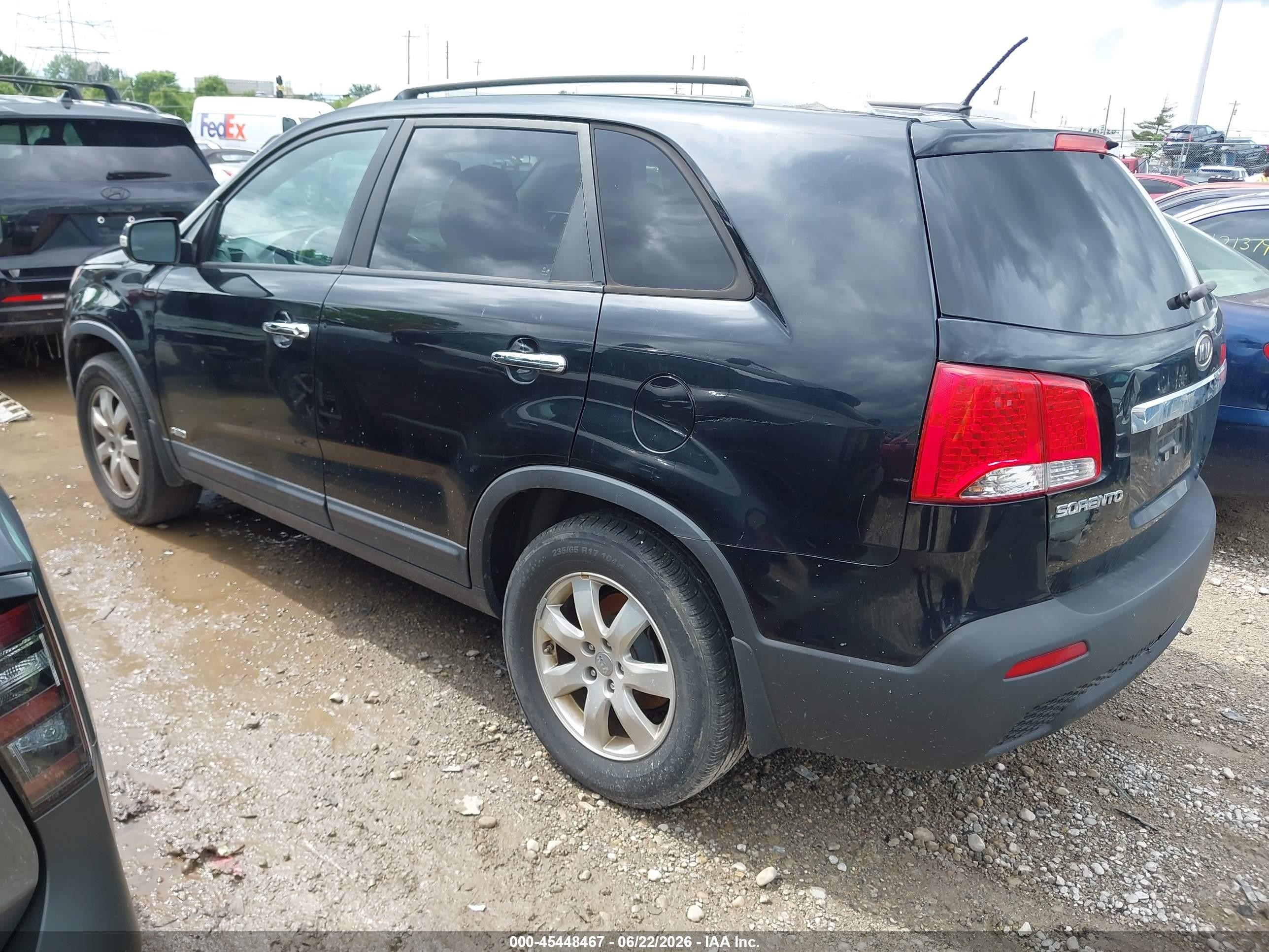 2013 Kia Sorento Lx V6 Black vin: 5XYKTDA22DG327510