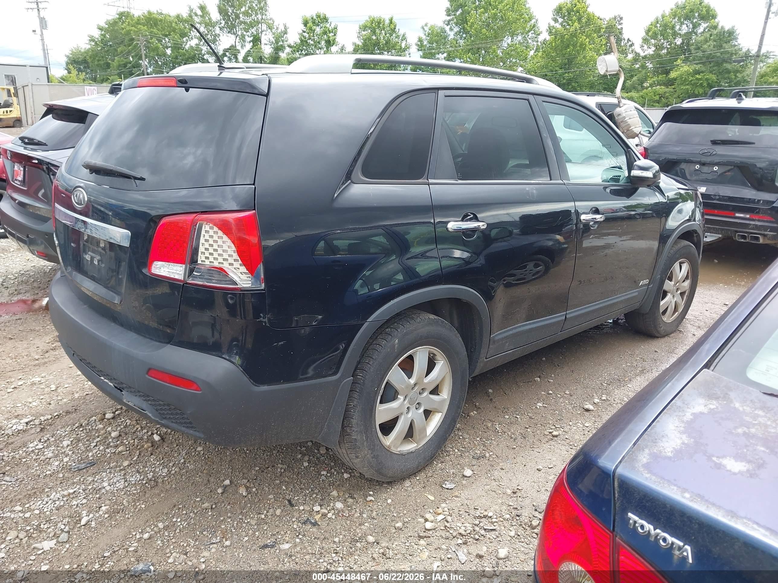 2013 Kia Sorento Lx V6 Black vin: 5XYKTDA22DG327510