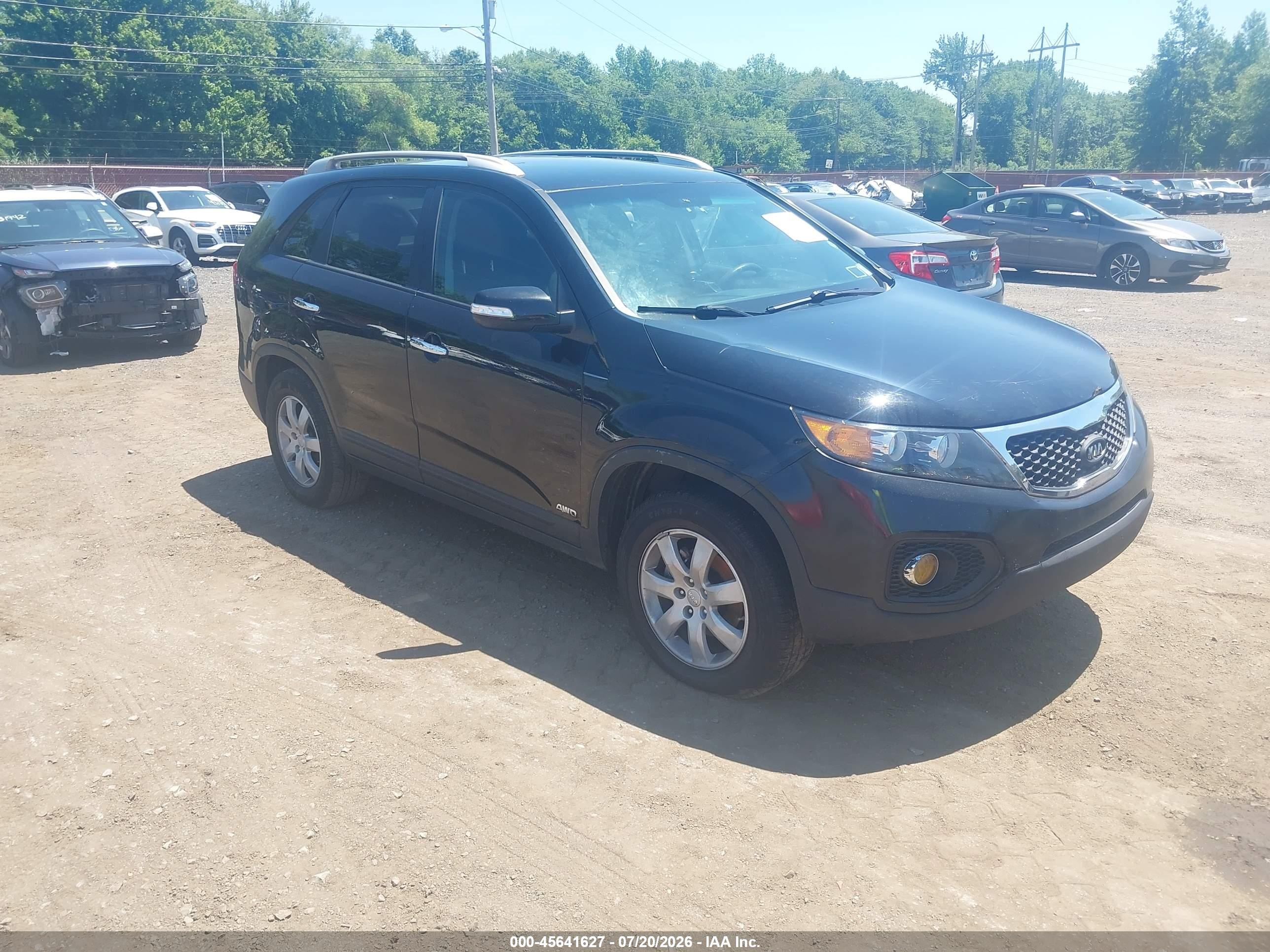 2013 Kia Sorento Lx V6 Black vin: 5XYKTDA23DG327600