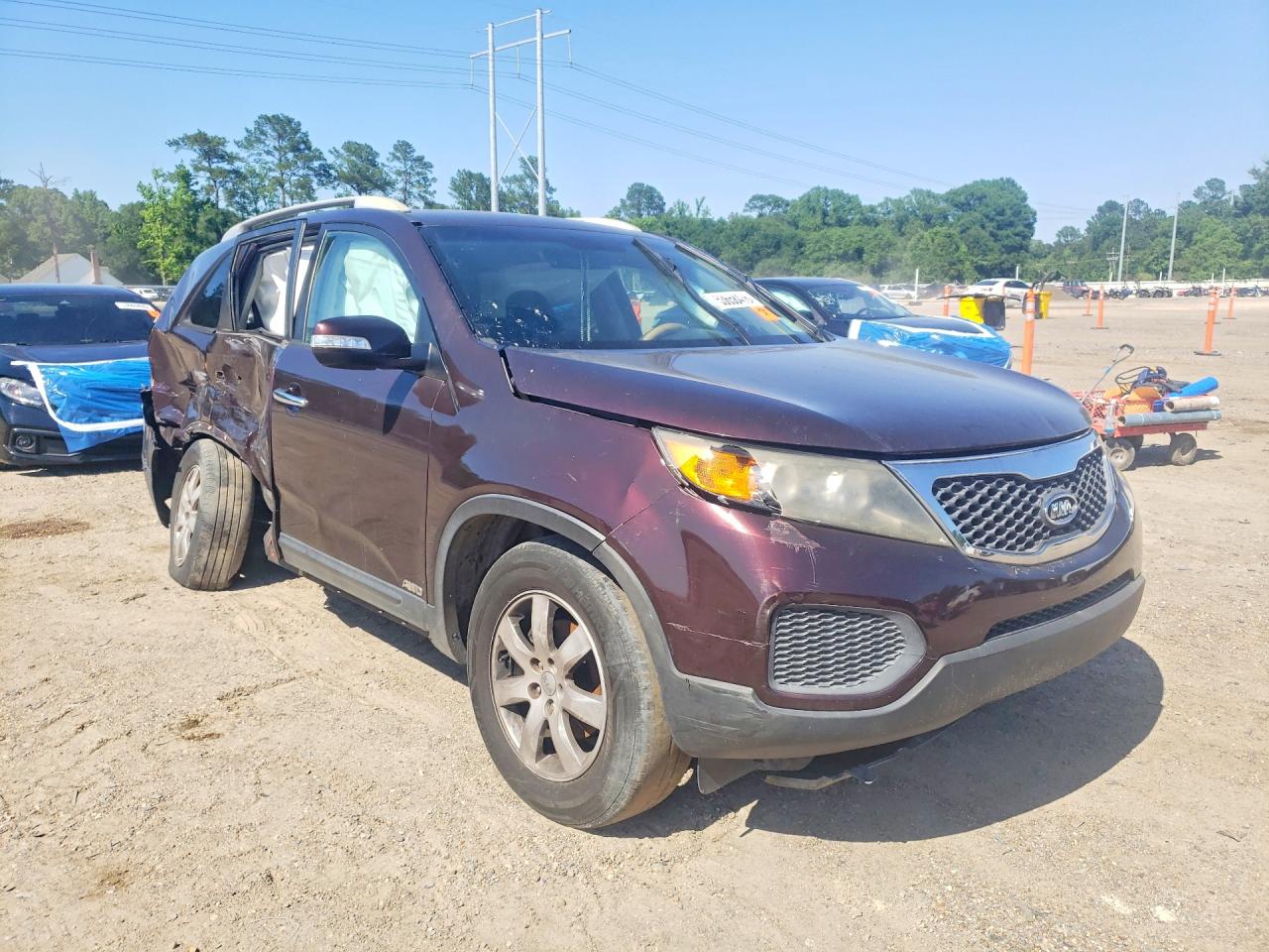 2013 Kia Sorento Lx Burgundy vin: 5XYKTDA24DG338833