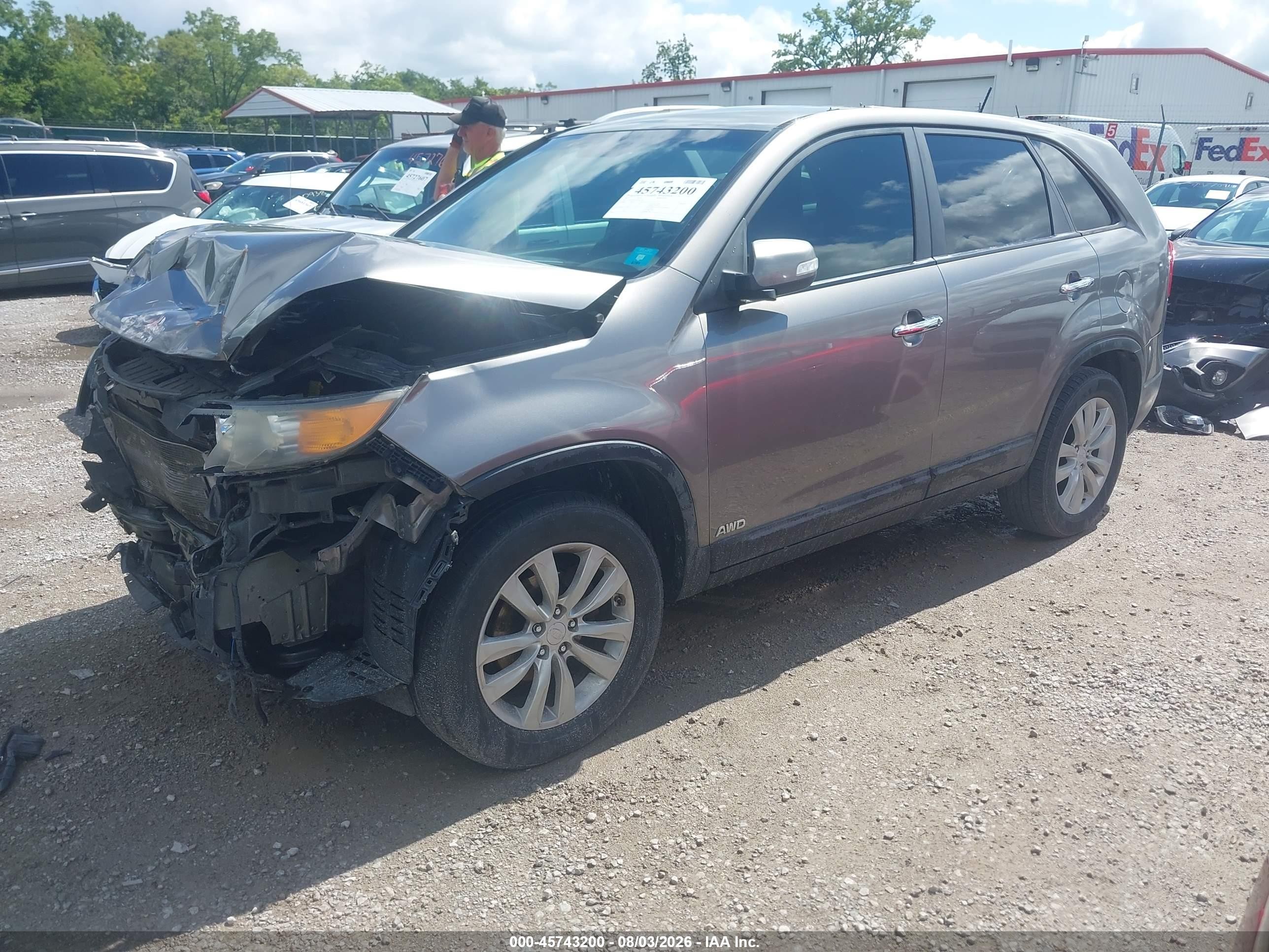 2011 Kia Sorento Lx V6 Gray vin: 5XYKTDA25BG142364
