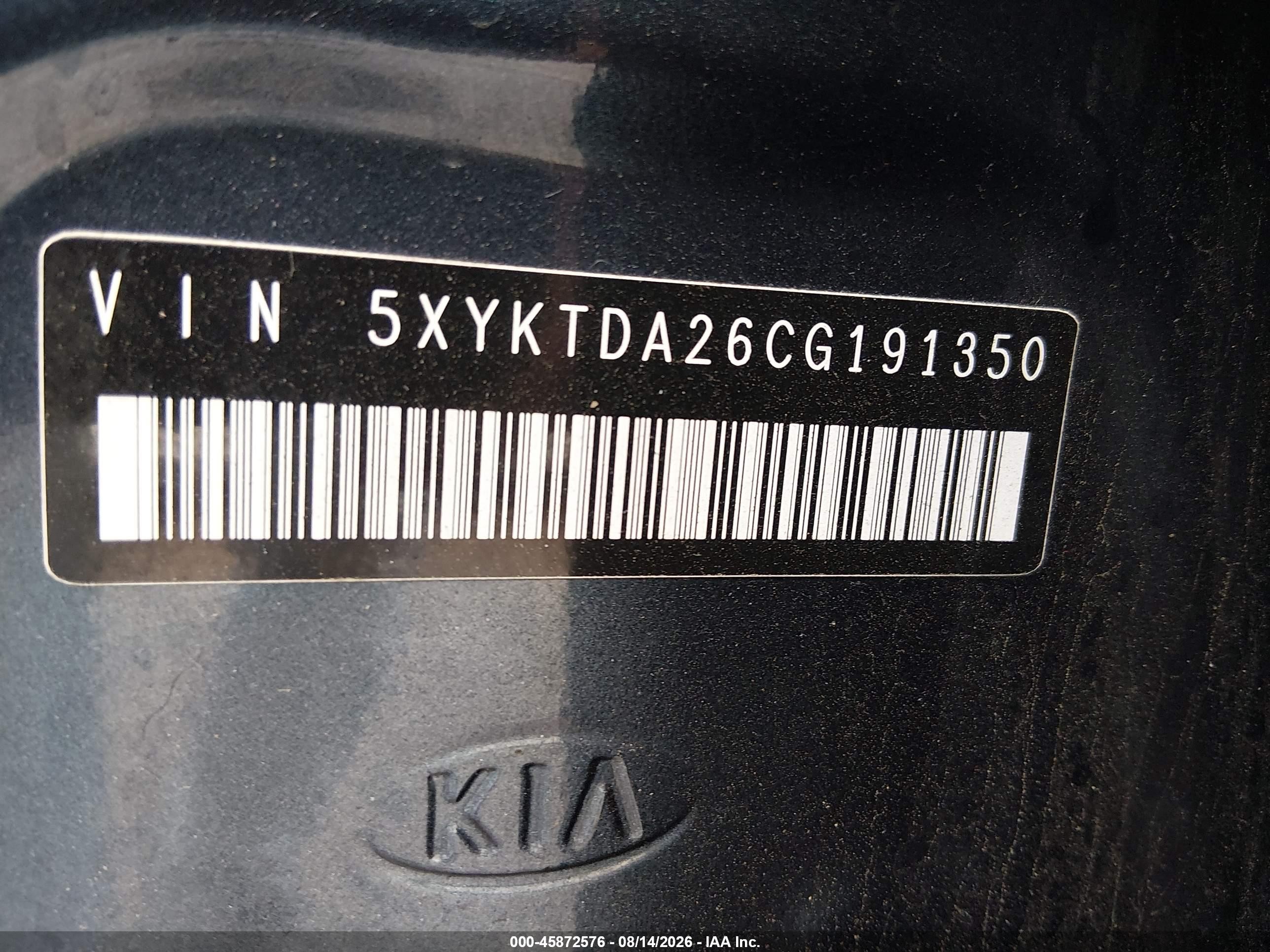 2012 Kia Sorento Lx V6 Blue vin: 5XYKTDA26CG191350