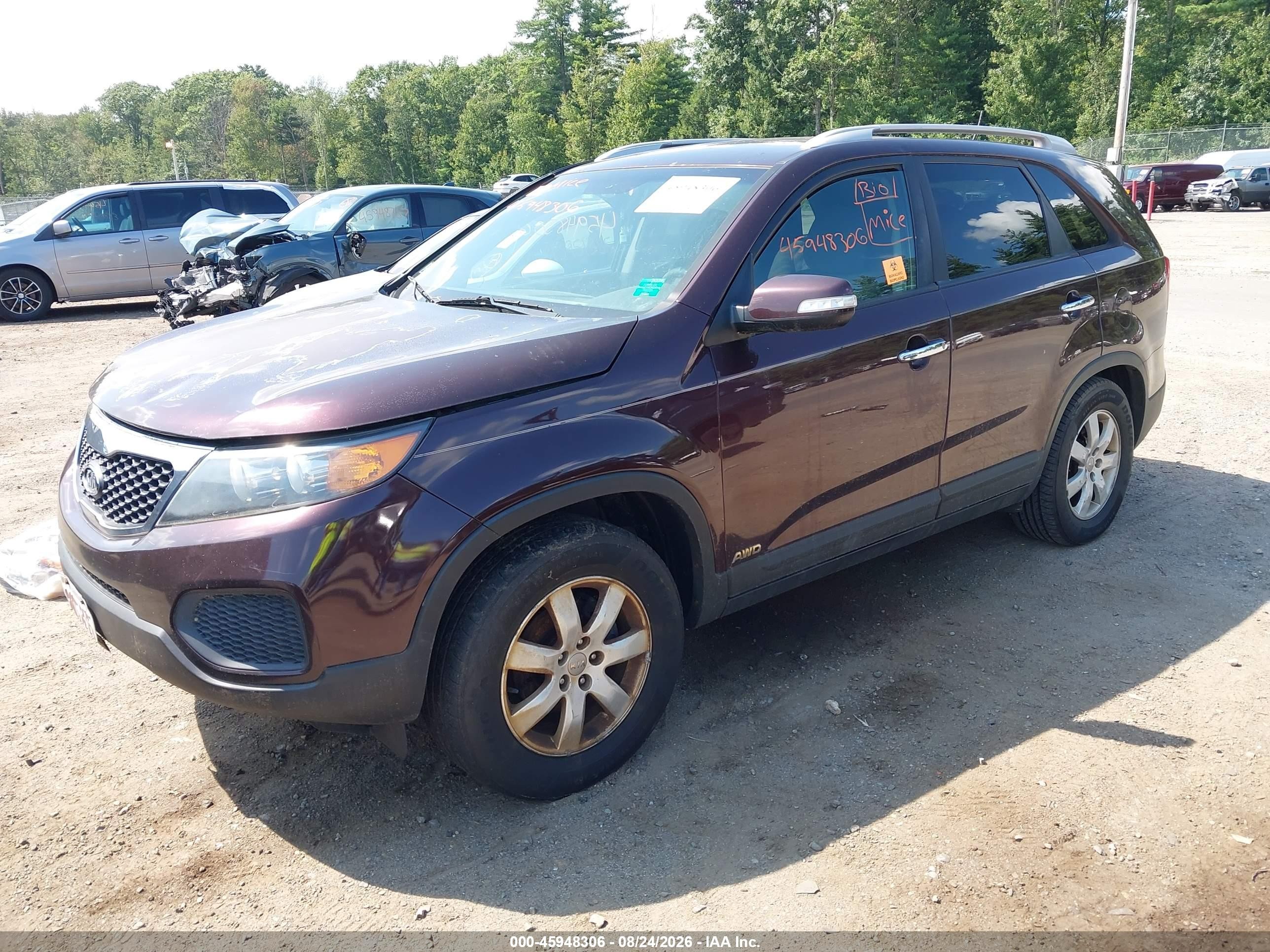 2012 Kia Sorento Lx V6 Бордовый vin: 5XYKTDA26CG270288