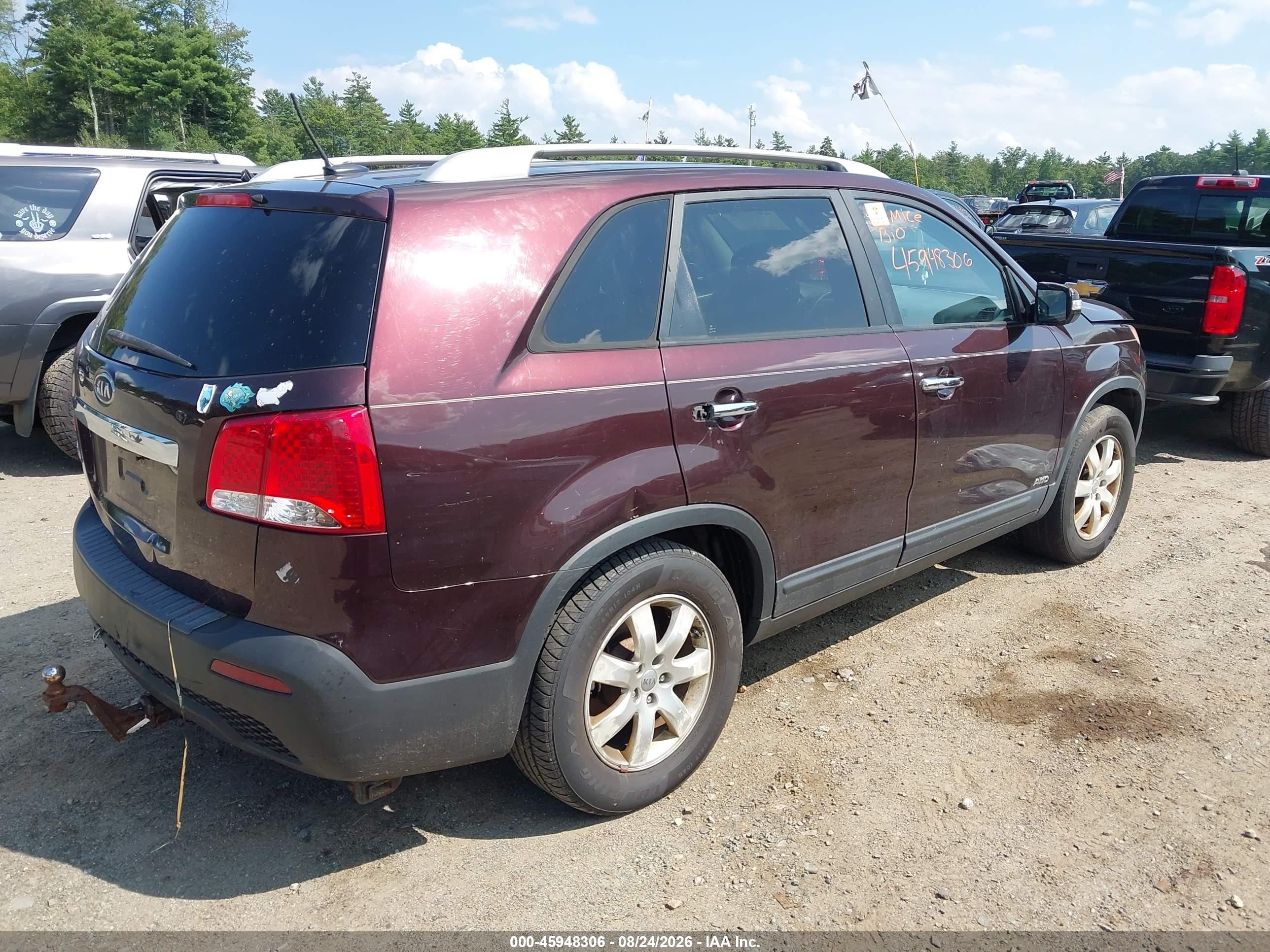 2012 Kia Sorento Lx V6 Бордовый vin: 5XYKTDA26CG270288
