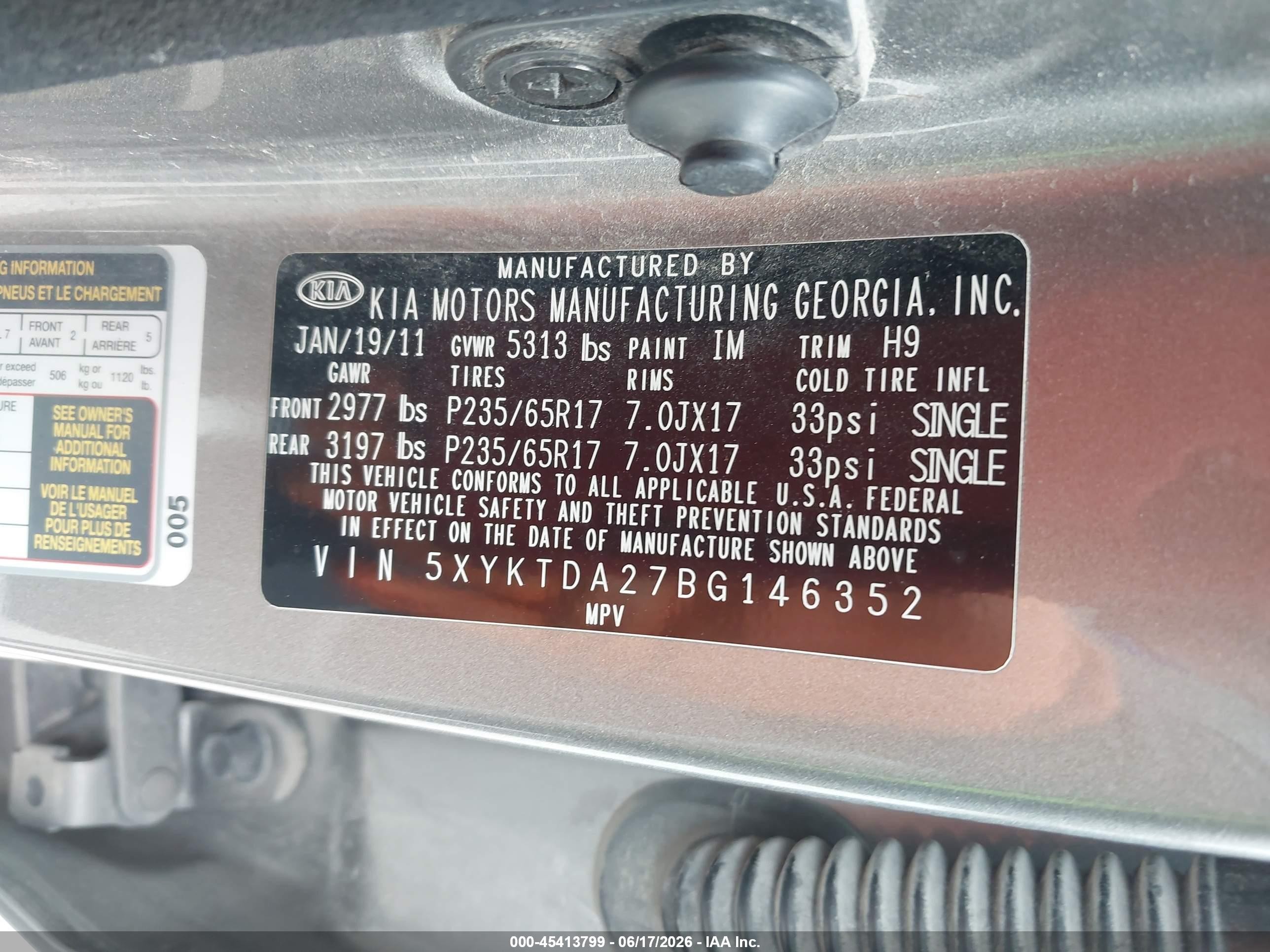 2011 Kia Sorento Lx V6 Brown vin: 5XYKTDA27BG146352