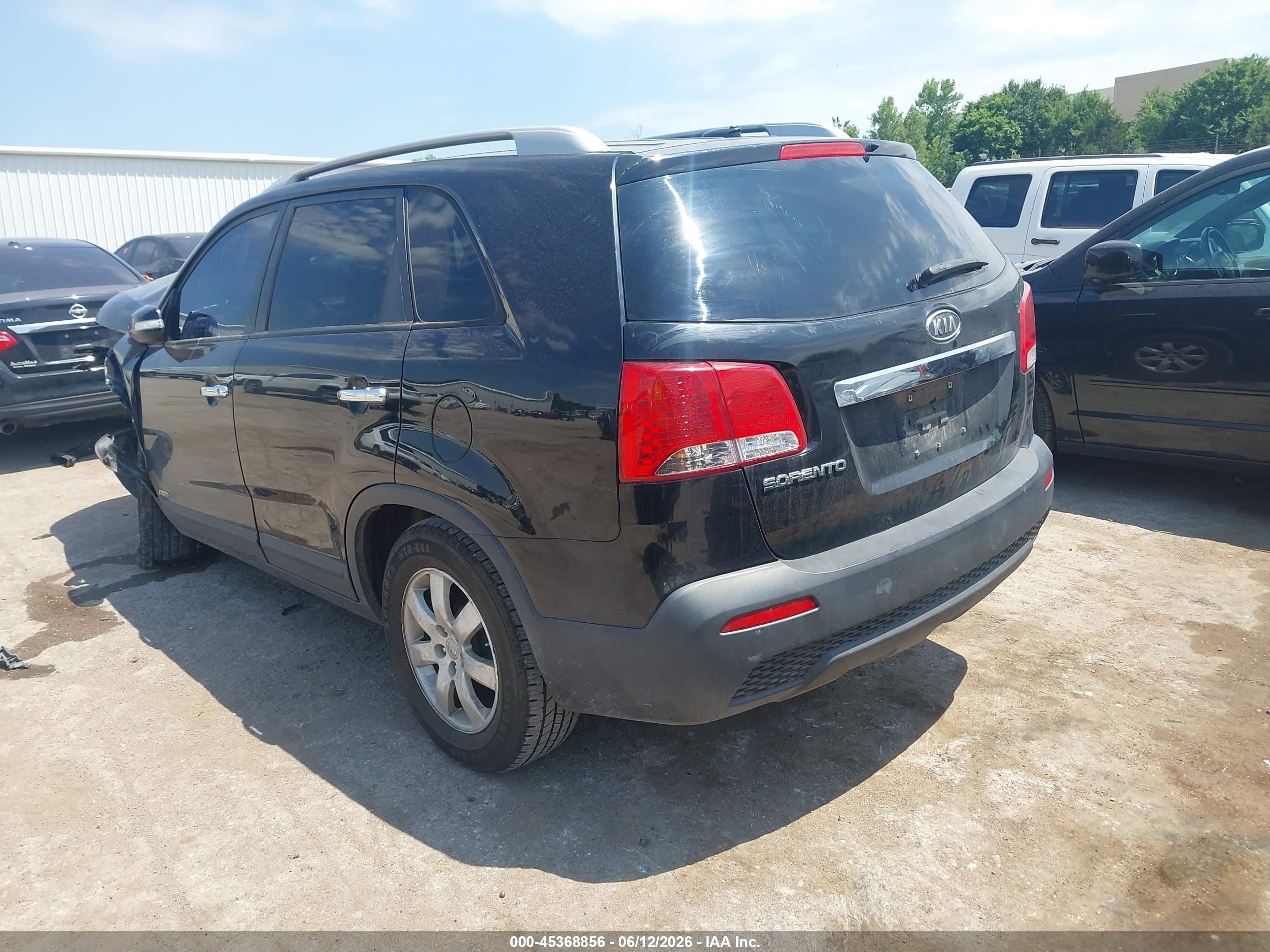 2012 Kia Sorento Lx V6 Black vin: 5XYKTDA27CG234996
