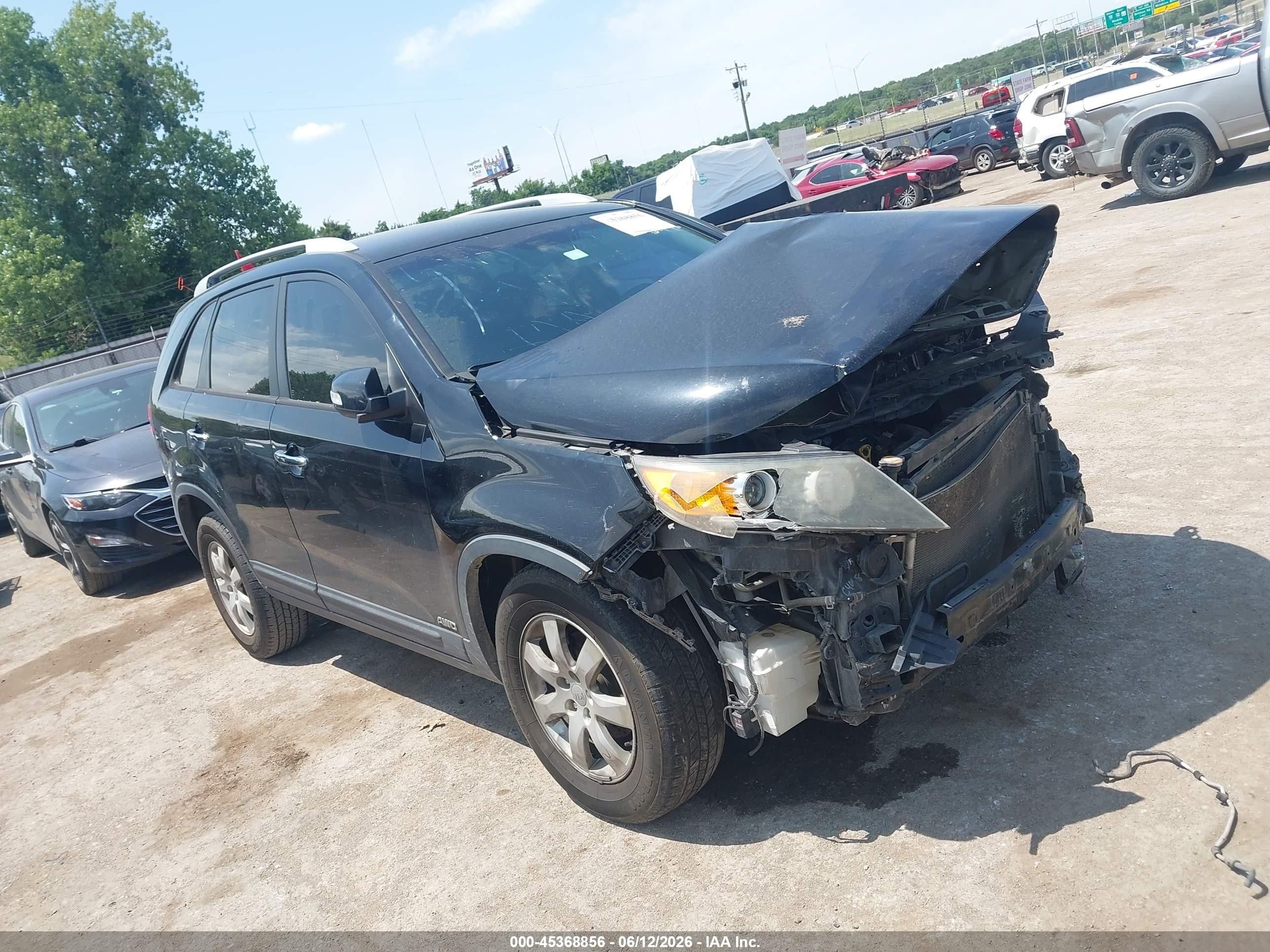 2012 Kia Sorento Lx V6 Black vin: 5XYKTDA27CG234996