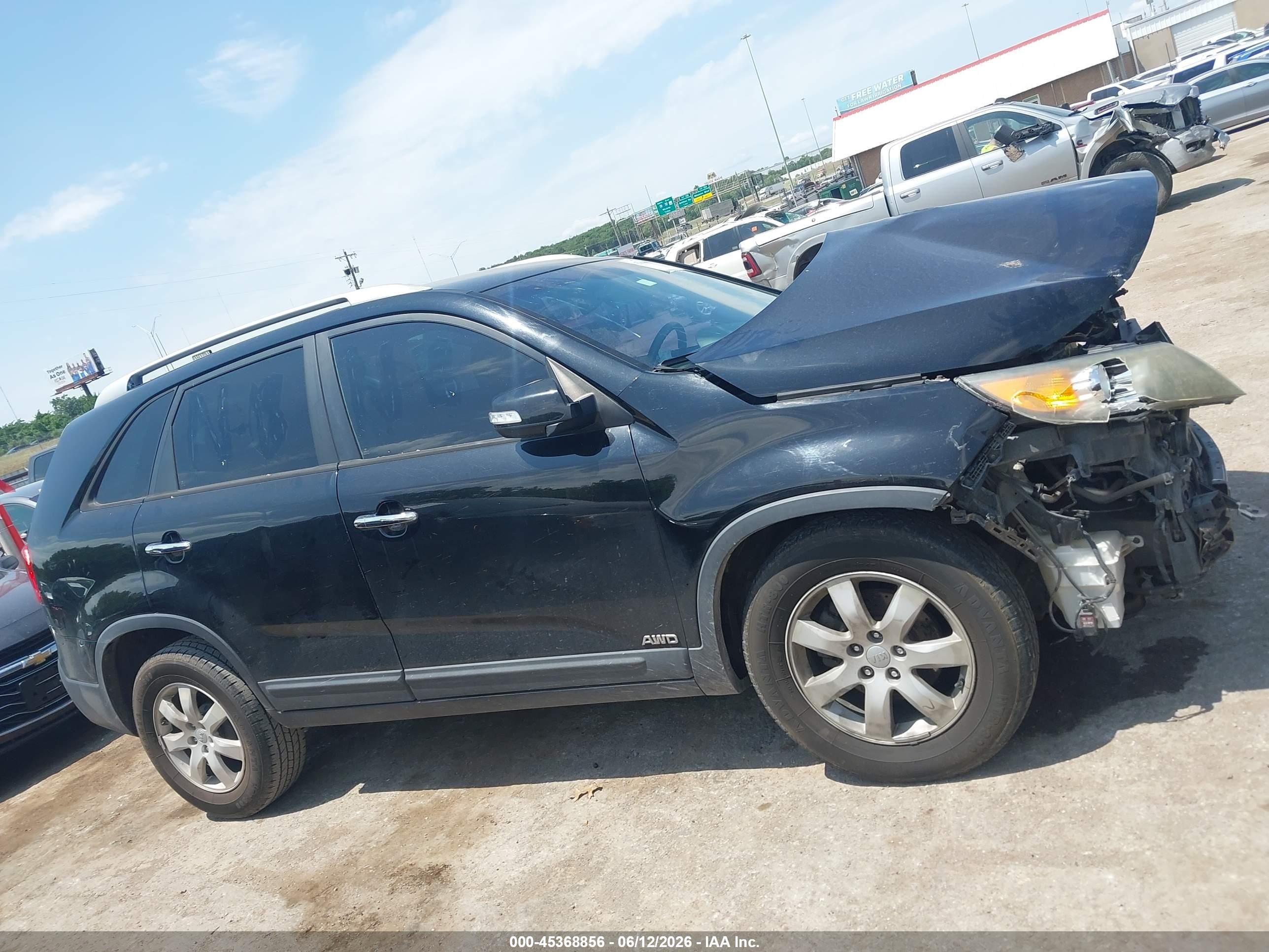 2012 Kia Sorento Lx V6 Black vin: 5XYKTDA27CG234996