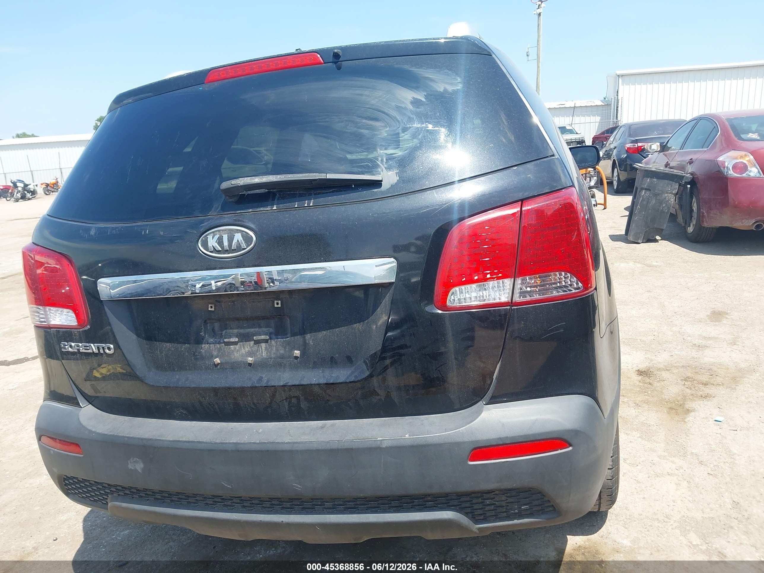 2012 Kia Sorento Lx V6 Black vin: 5XYKTDA27CG234996