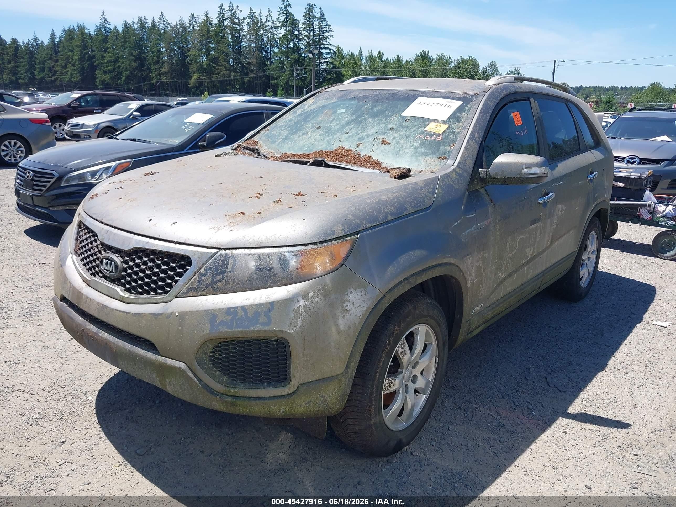 2013 Kia Sorento Lx V6 Gray vin: 5XYKTDA27DG319094
