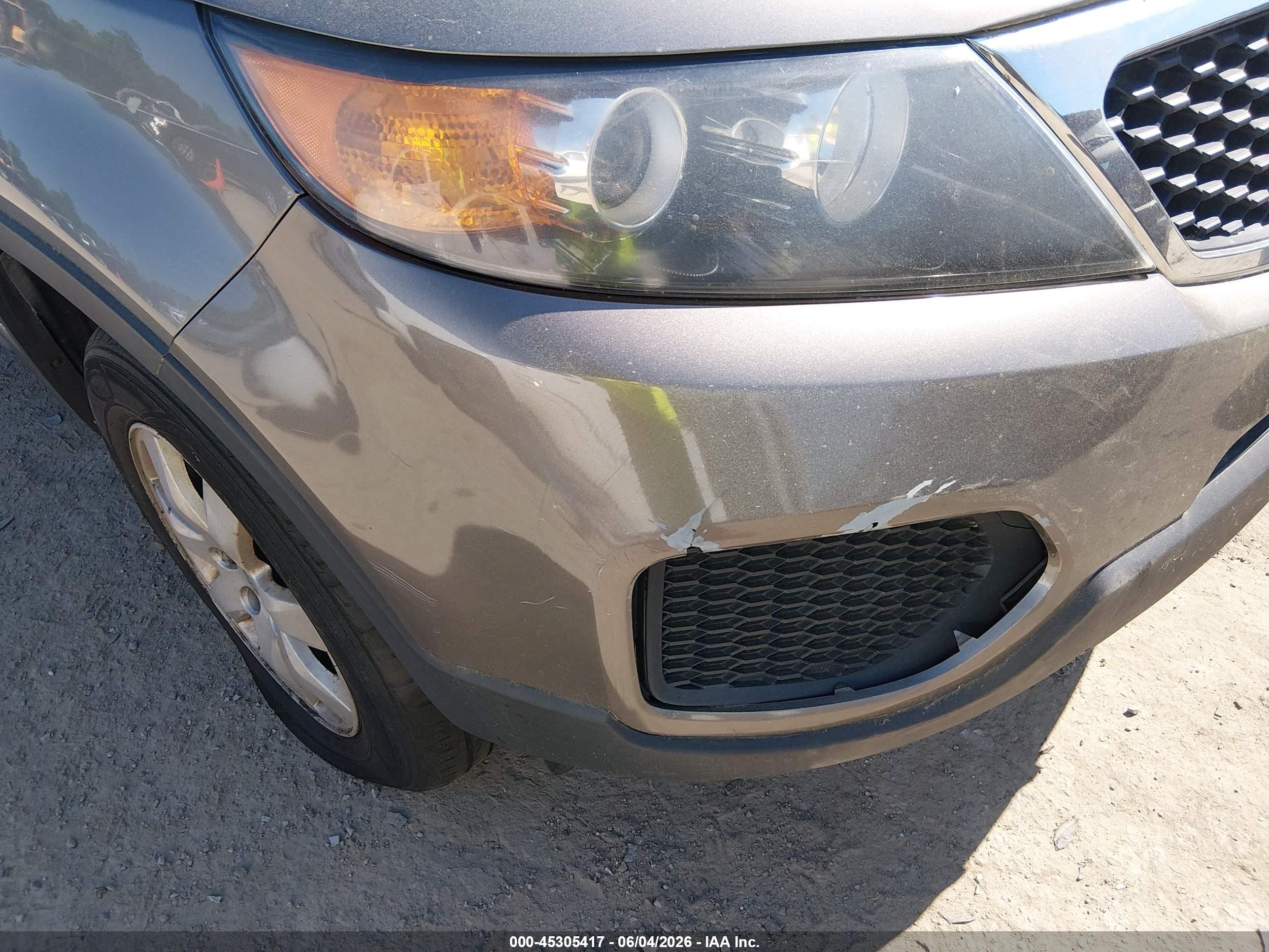 2013 Kia Sorento Lx V6 Gray vin: 5XYKTDA27DG344951
