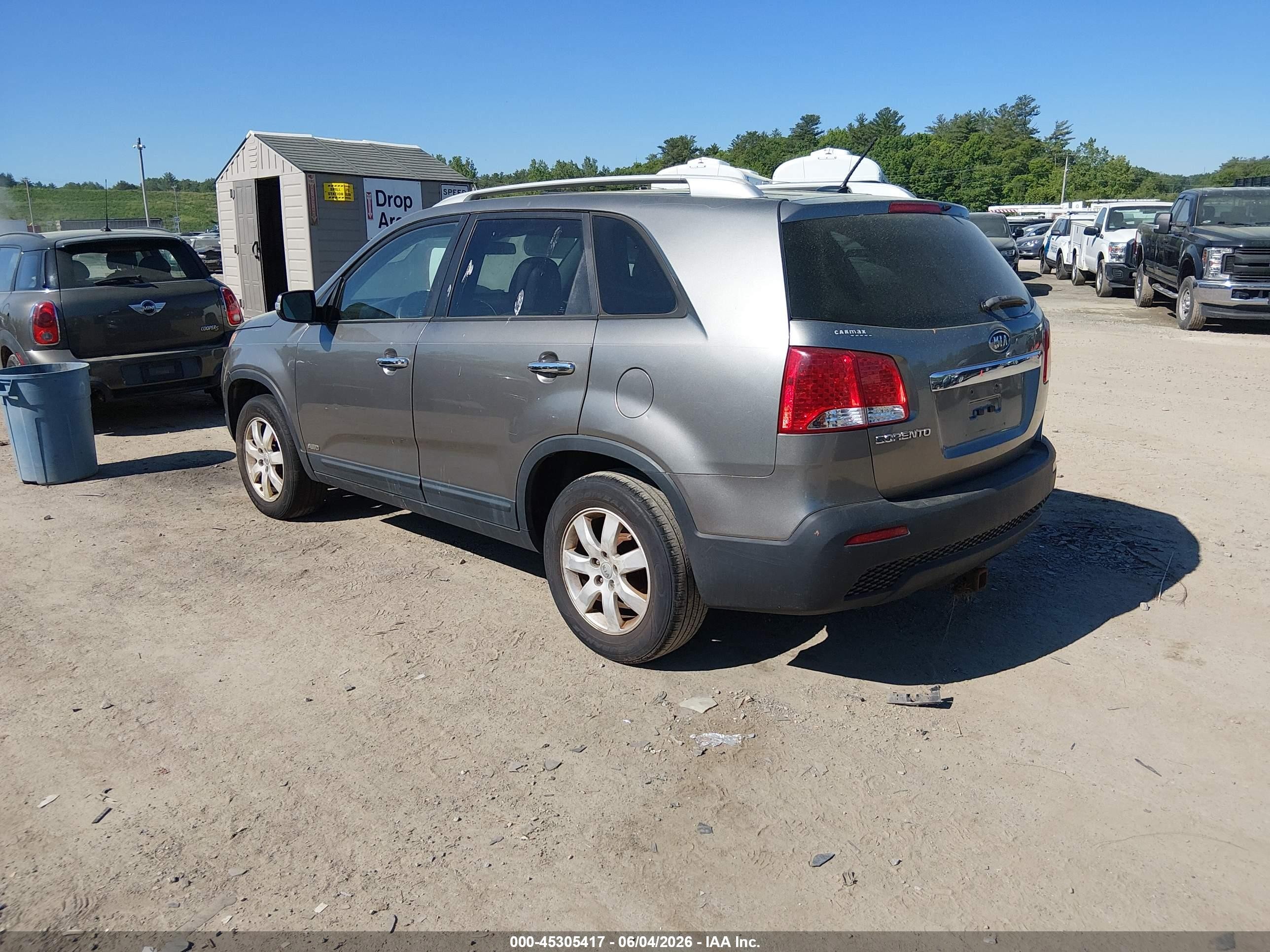 2013 Kia Sorento Lx V6 Gray vin: 5XYKTDA27DG344951