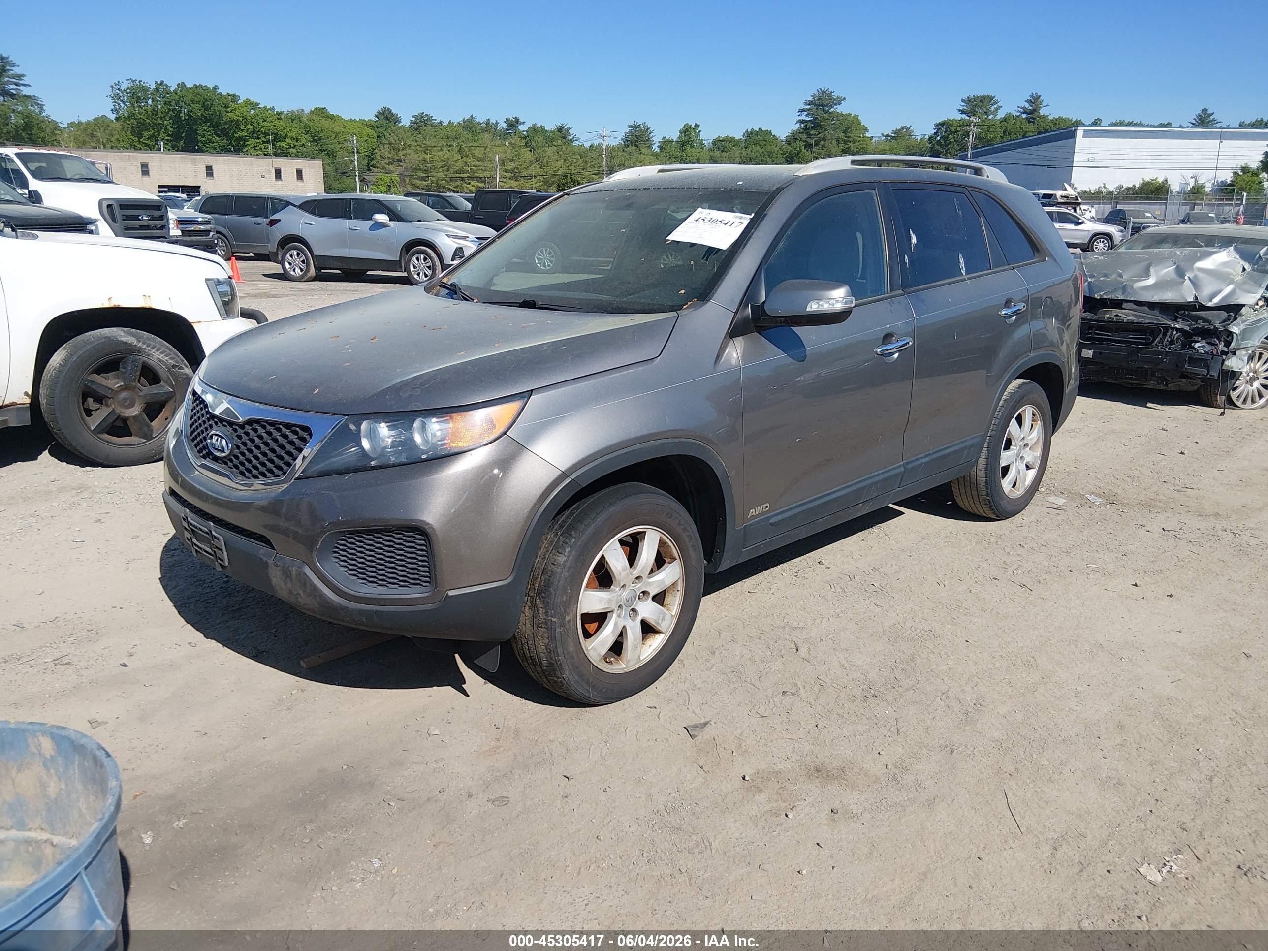2013 Kia Sorento Lx V6 Gray vin: 5XYKTDA27DG344951