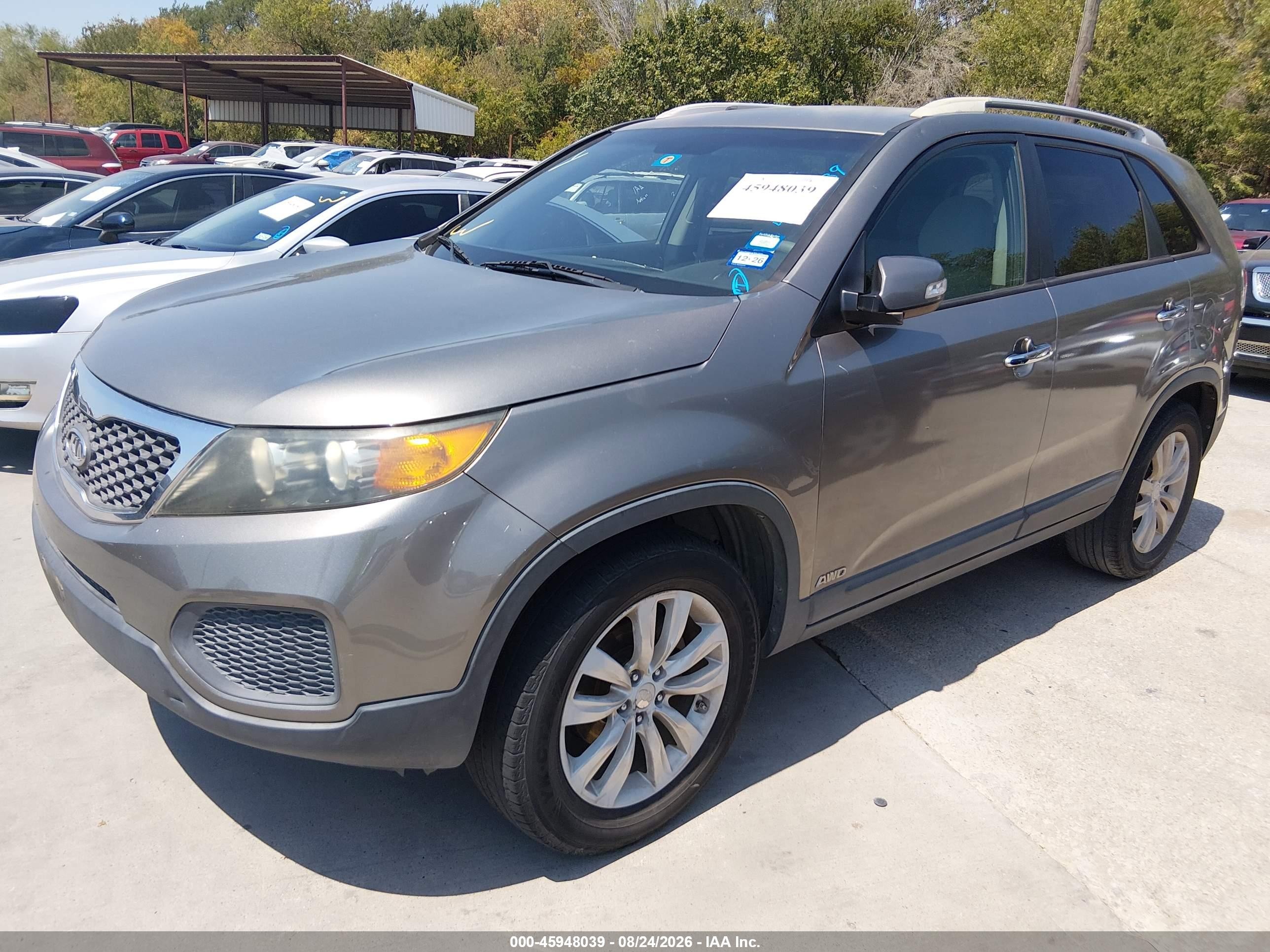 2012 Kia Sorento Lx V6 Gray vin: 5XYKTDA29CG235146